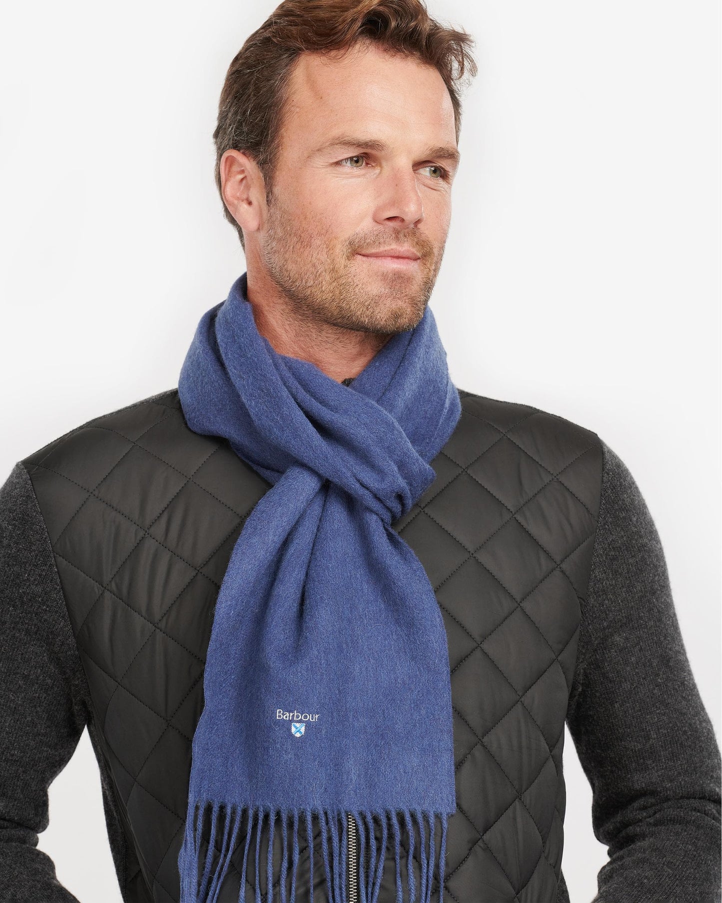 Barbour Unisex Plain Lambswool Scarf - True Navy