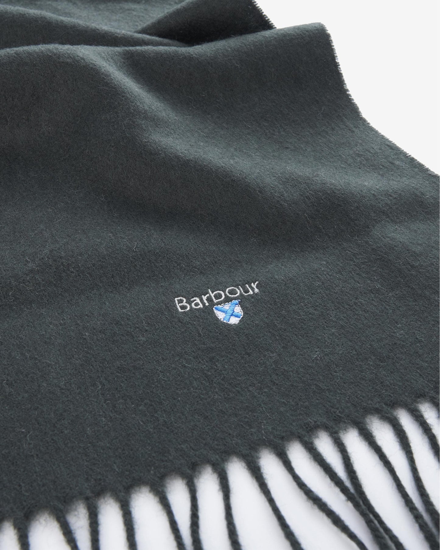 Barbour Unisex Plain Lambswool Scarf - Forest Green