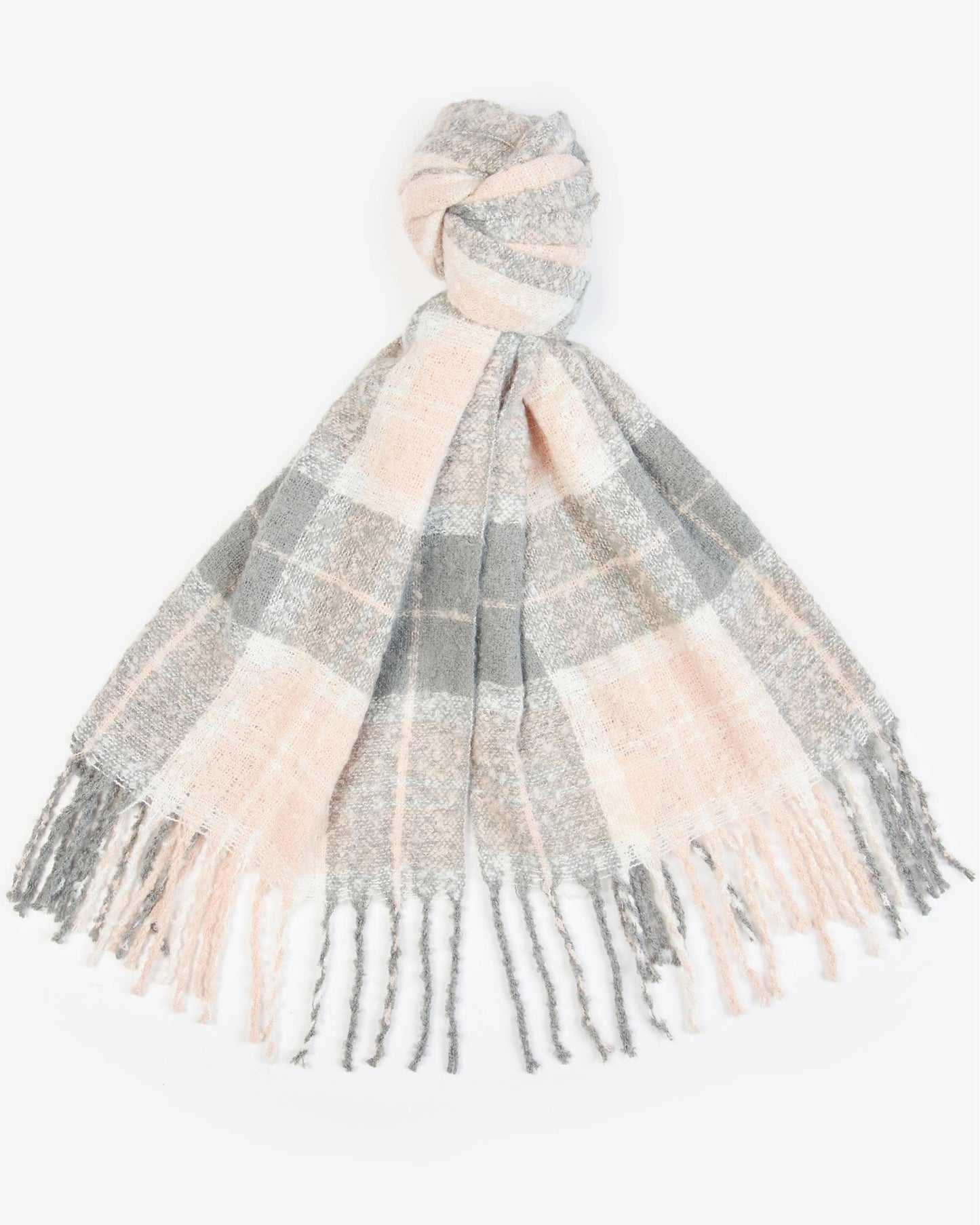 Barbour Saltburn Beanie & Tartan Scarf Set - Grey Rose