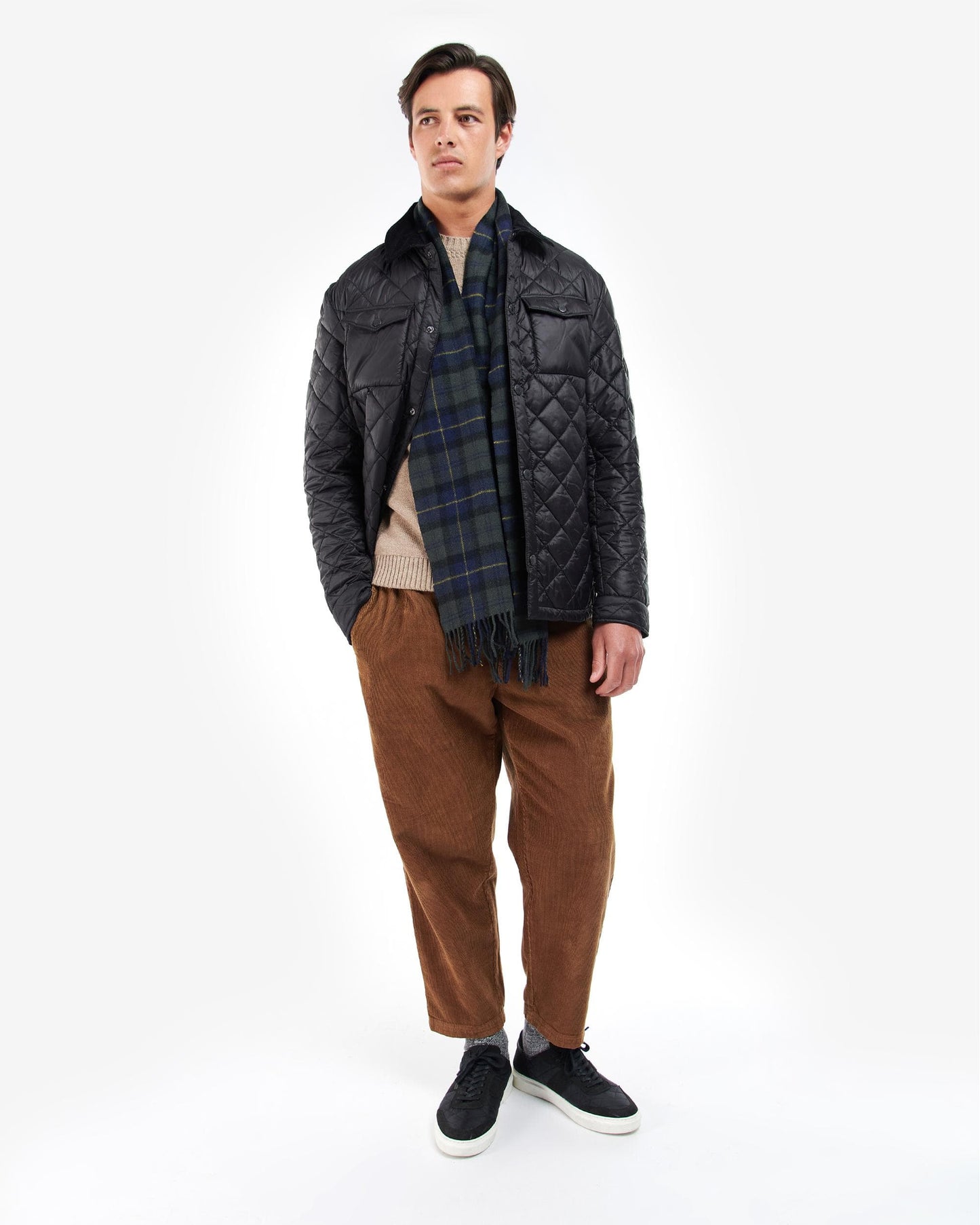 Barbour Tartan Unisex Lambswool Scarf - Olive Night