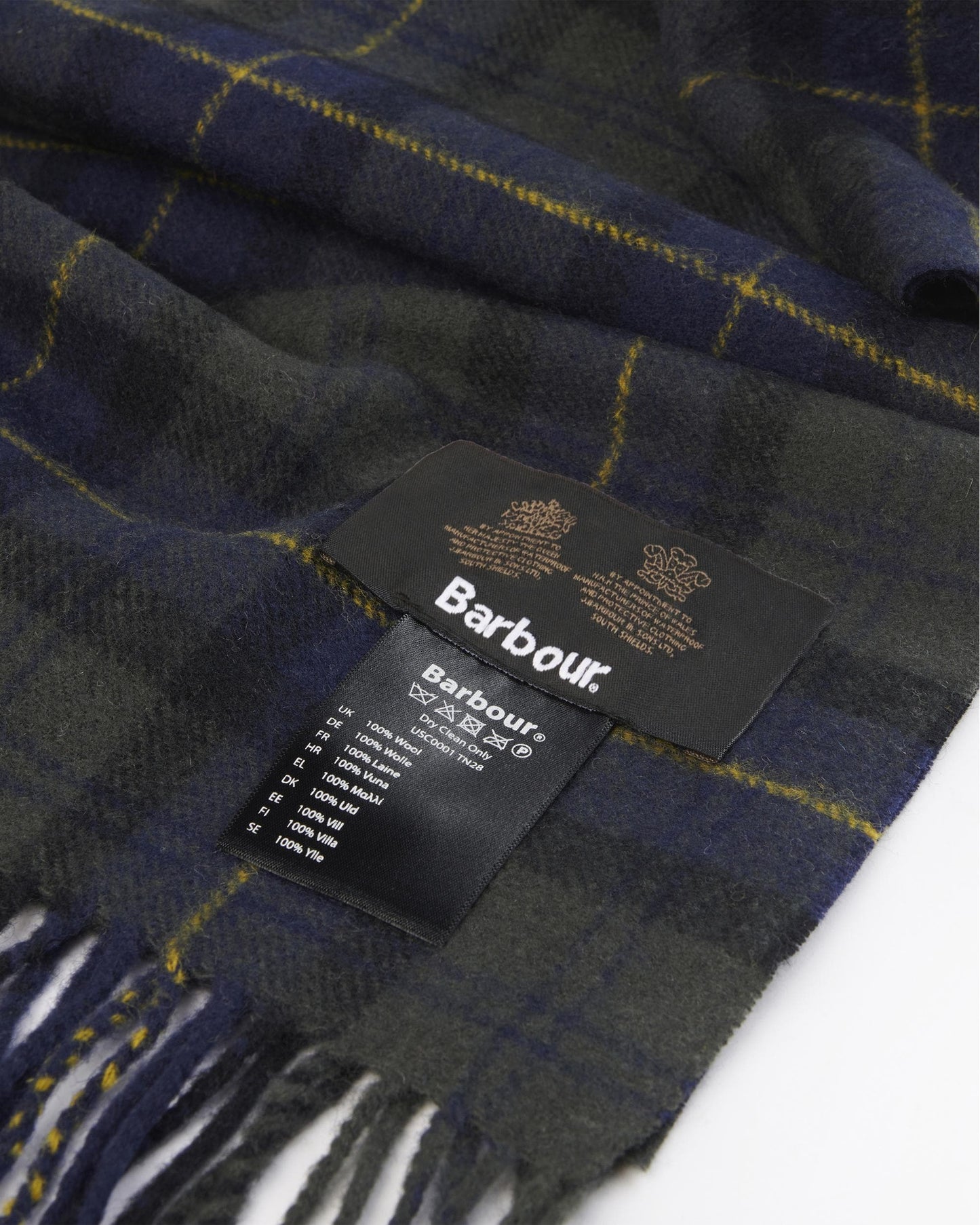 Barbour Tartan Unisex Lambswool Scarf - Olive Night