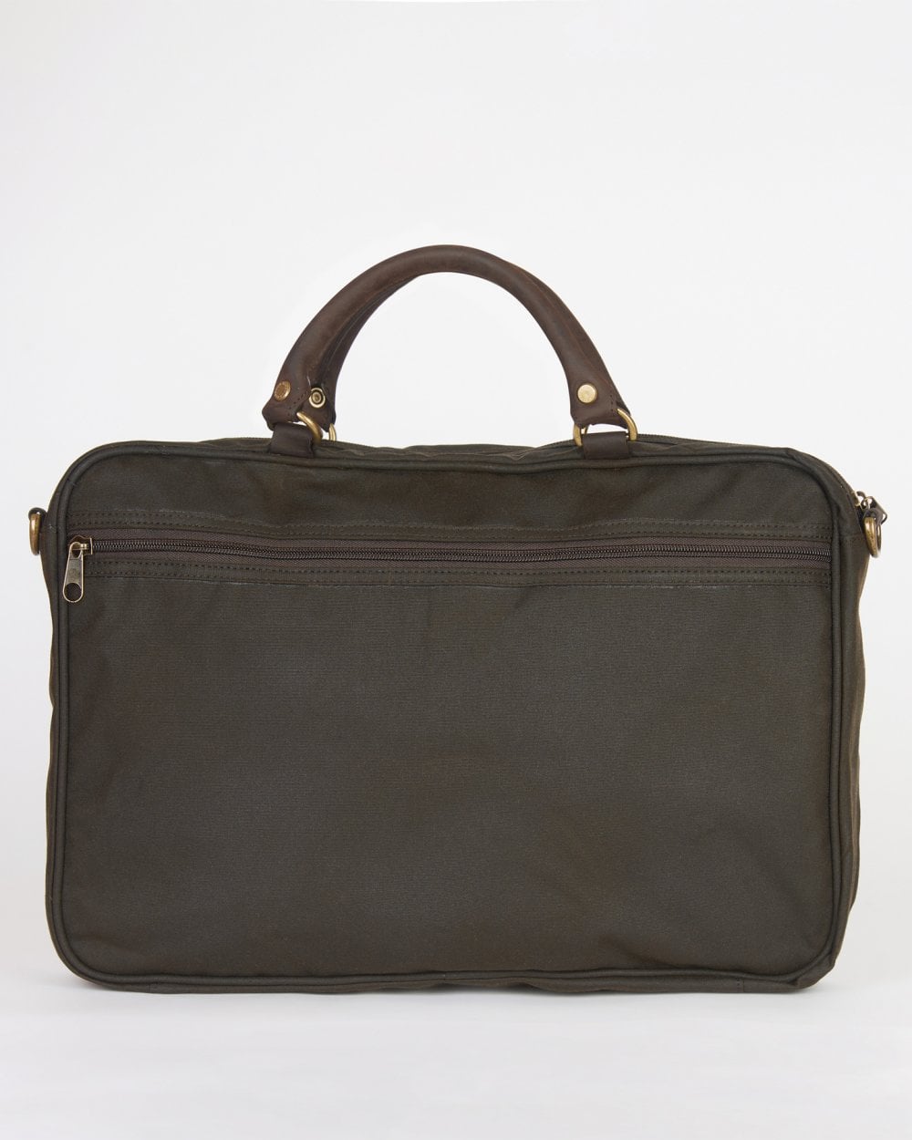 Barbour Wax Unisex Leather Briefcase - Olive