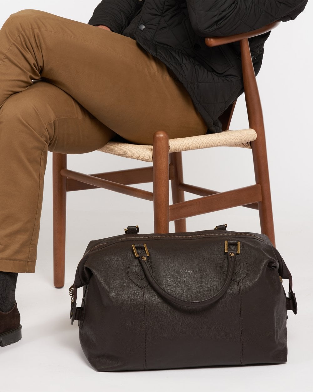 Barbour Leather Medium Unisex Travel Holdall