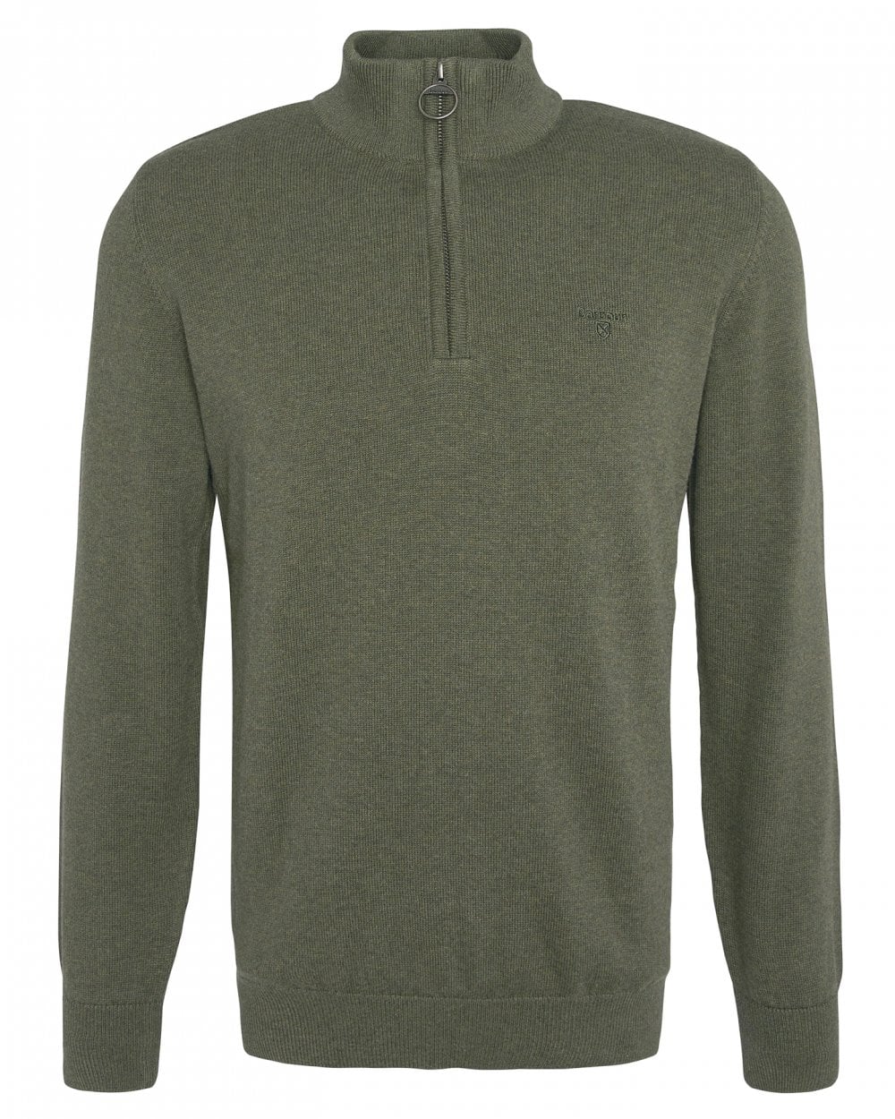Barbour Cotton Mens Half Zip Jumper - Dusty Olive
