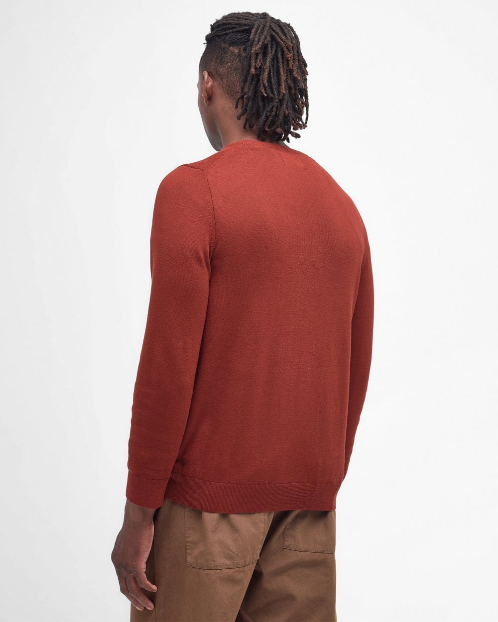 Barbour Pima Cotton Mens Crew Sweatshirt - Fired Brick