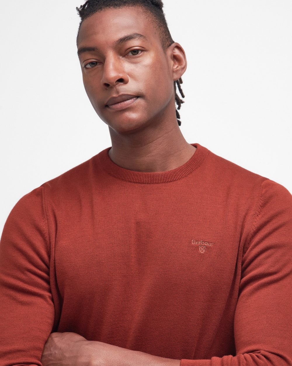 Barbour Pima Cotton Mens Crew Sweatshirt - Fired Brick