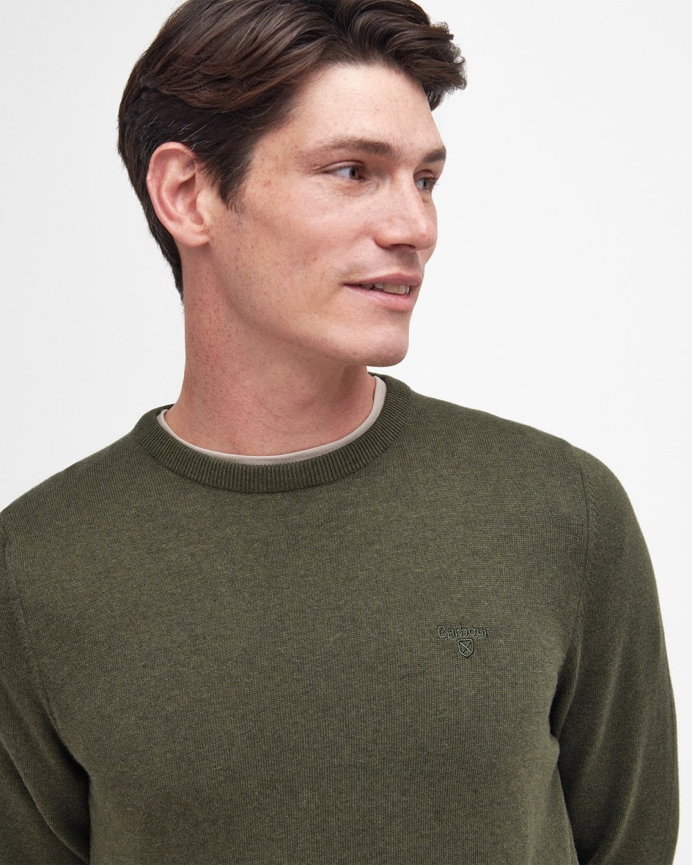 Barbour Pima Cotton Mens Crew Sweatshirt - Dusty Olive