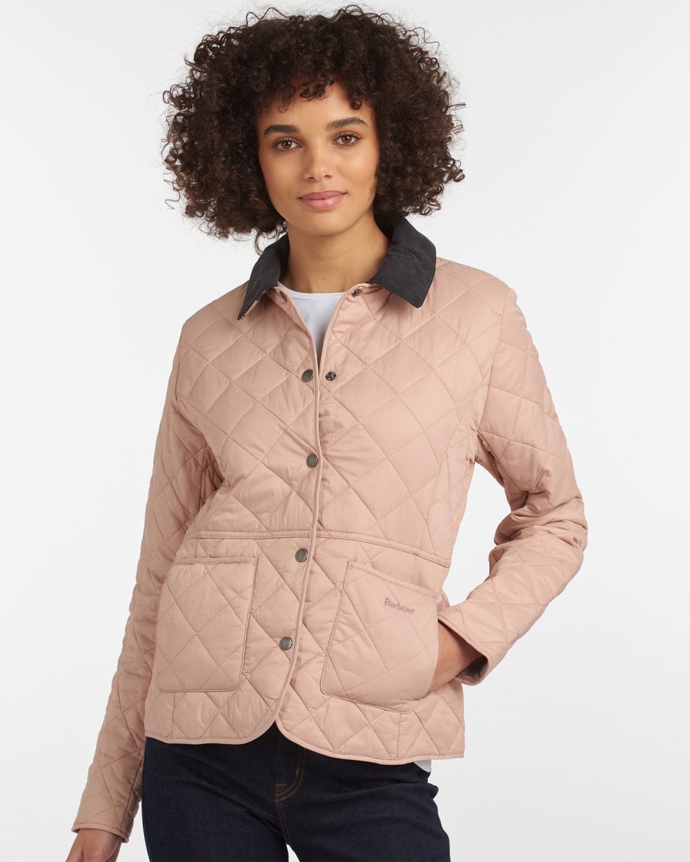 Barbour Deveron Quilted Womens Jacket - Pale Pink/Ice White