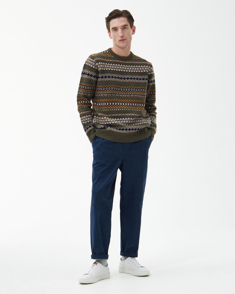 Barbour Case Fairisle Mens Jumper - Willow Green