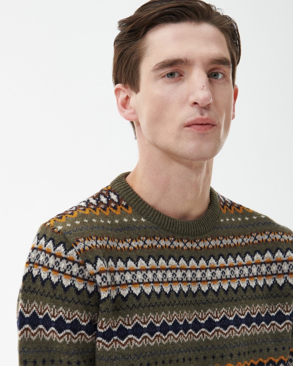 Barbour Case Fairisle Mens Jumper - Willow Green