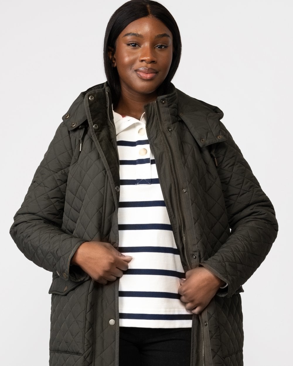 Joules Chatham Womens Hooded Diamond Quilt Coat 223331