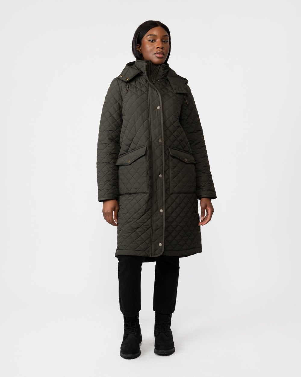 Joules Chatham Womens Hooded Diamond Quilt Coat 223331