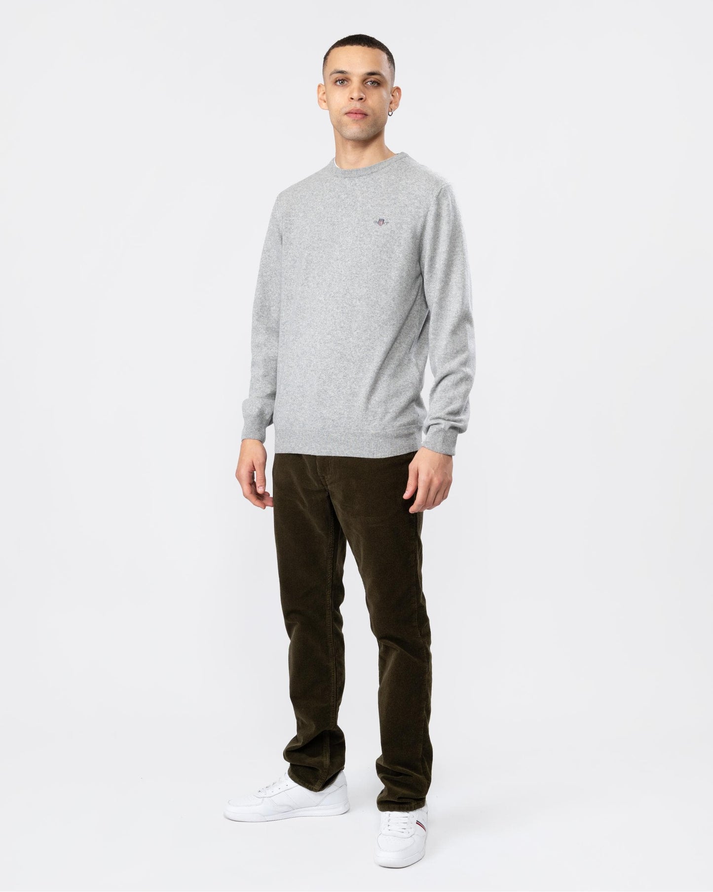 GANT Mens Superfine Lambswool Crew Neck Jumper - 93 Grey Melange