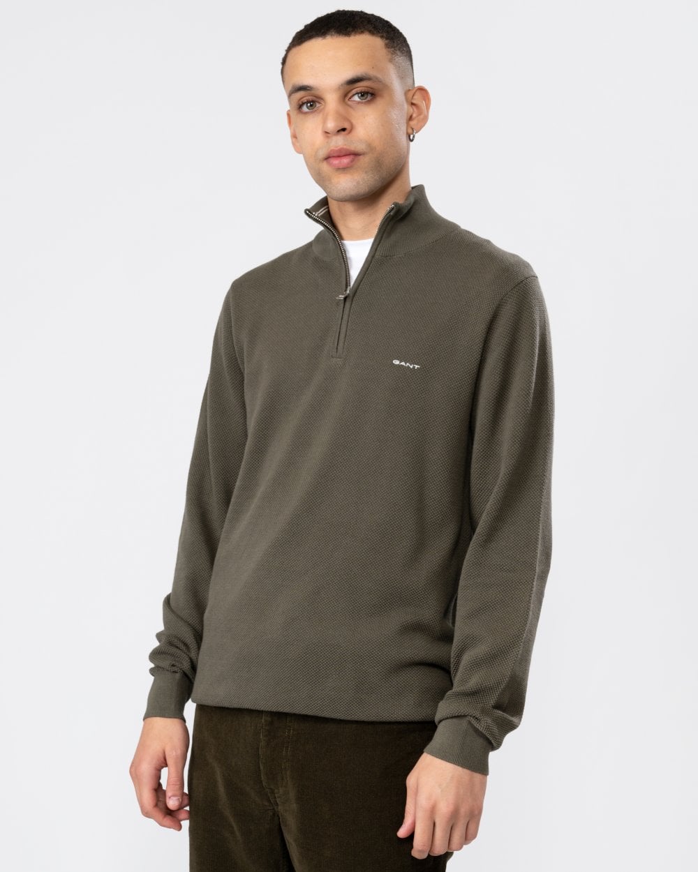 GANT Mens Cotton Pique Half Zip Jumper