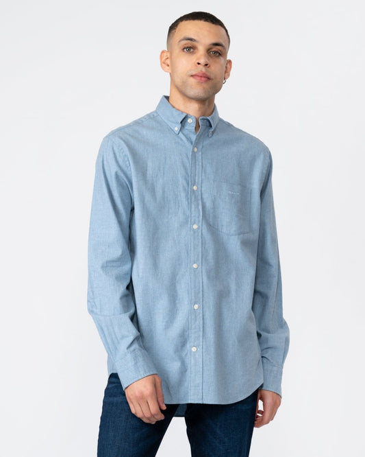 GANT Mens Regular Fit Flannel Melange Shirt - 464 Salty Sea