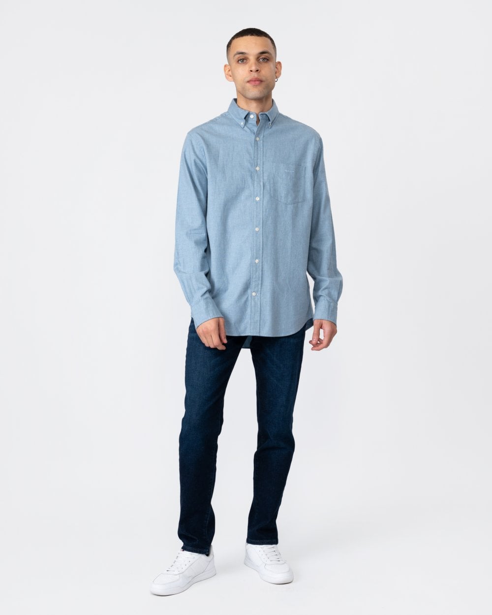 GANT Mens Regular Fit Flannel Melange Shirt - 464 Salty Sea