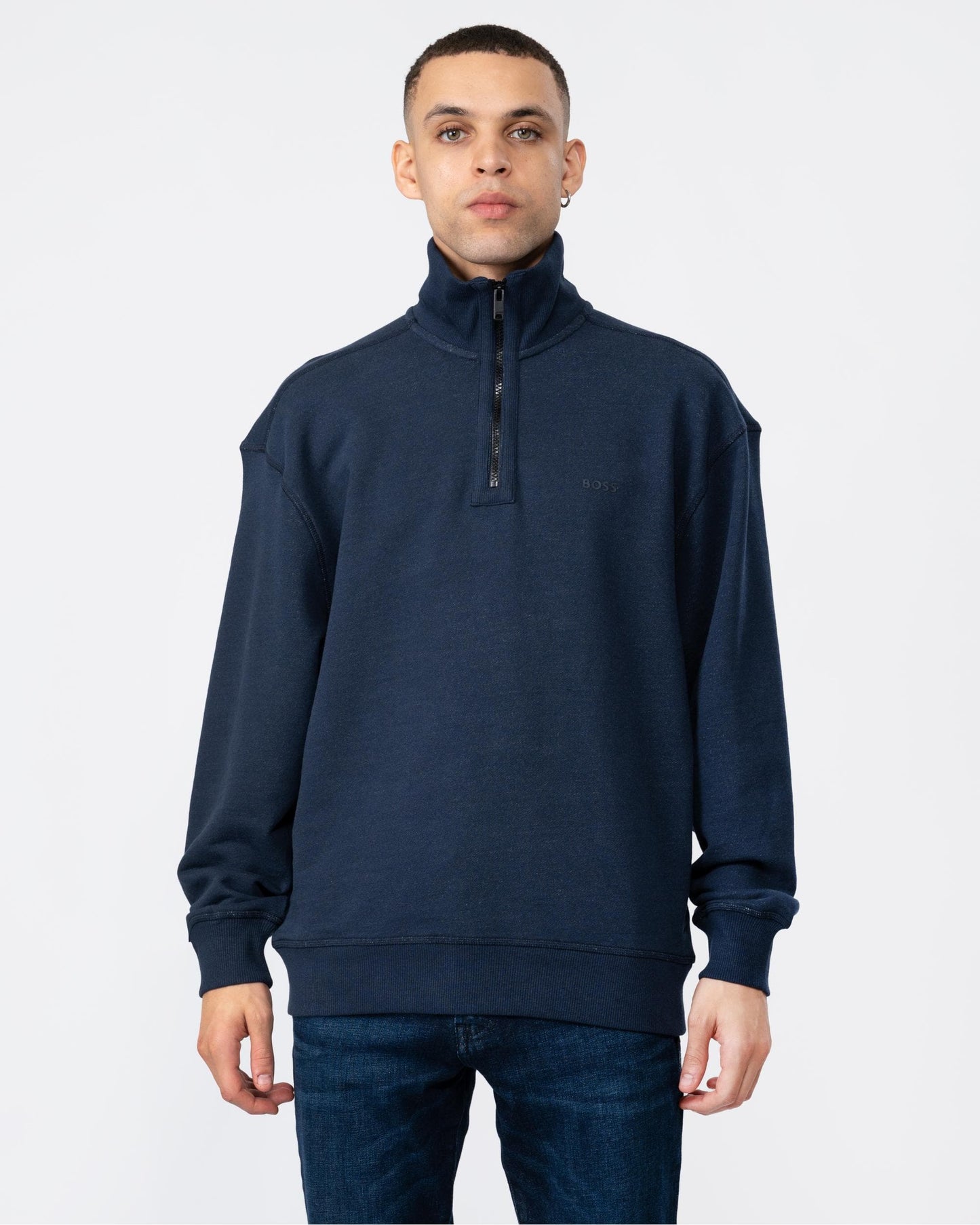 BOSS Orange Zeglitchstitch Mens 1/4 Zip Sweatshirt
