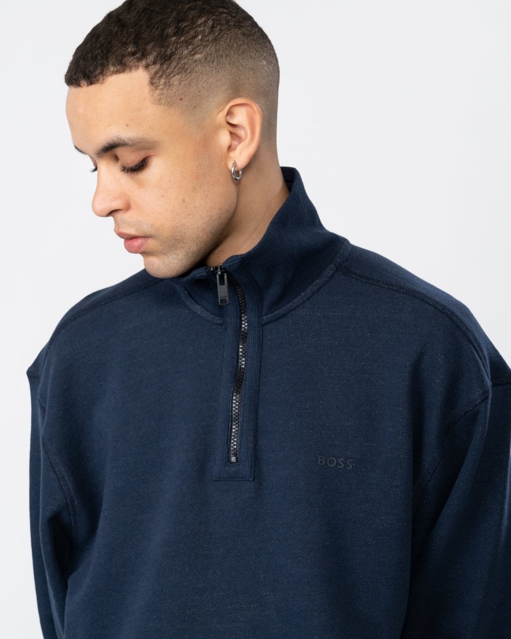 BOSS Orange Zeglitchstitch Mens 1/4 Zip Sweatshirt