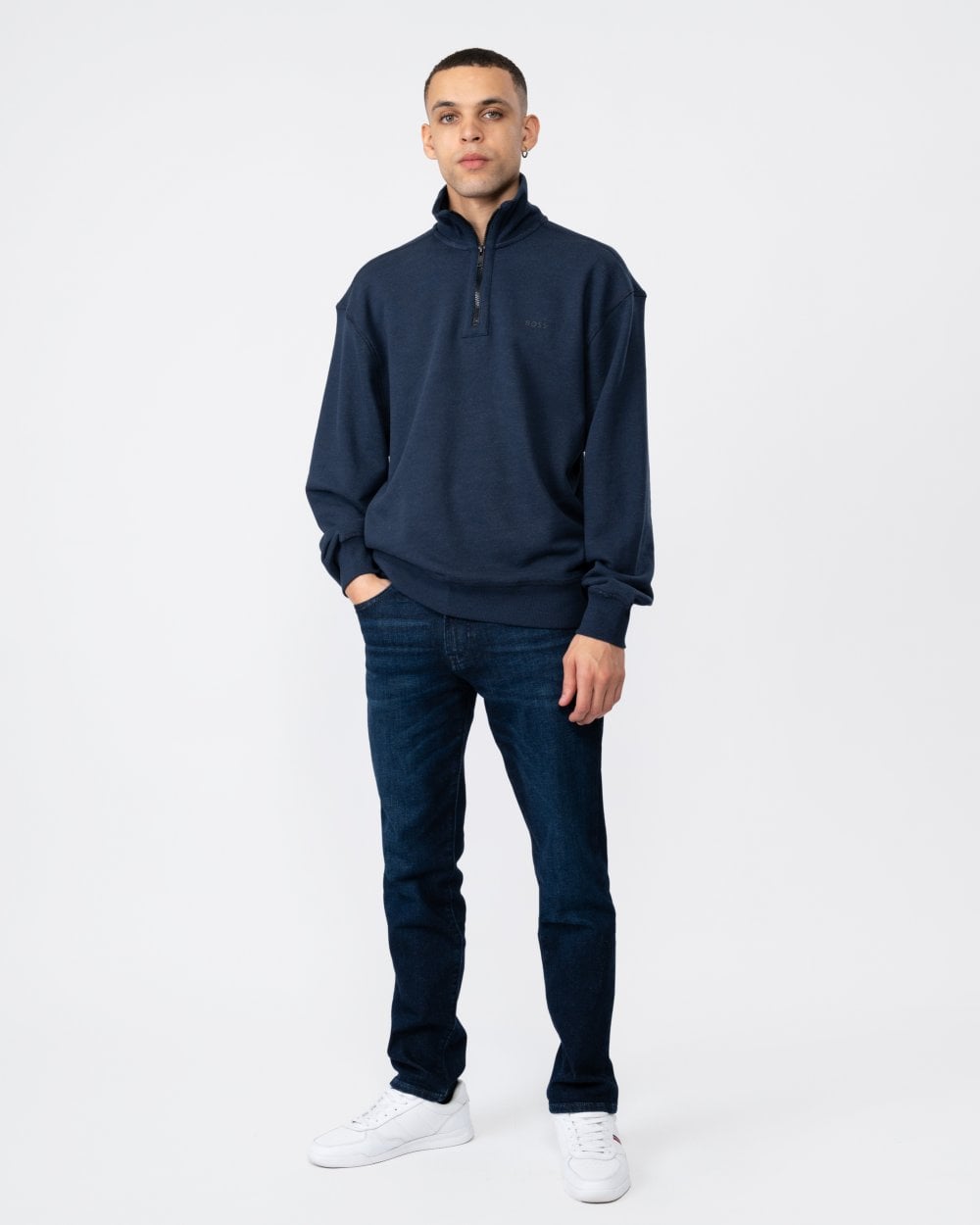 BOSS Orange Zeglitchstitch Mens 1/4 Zip Sweatshirt