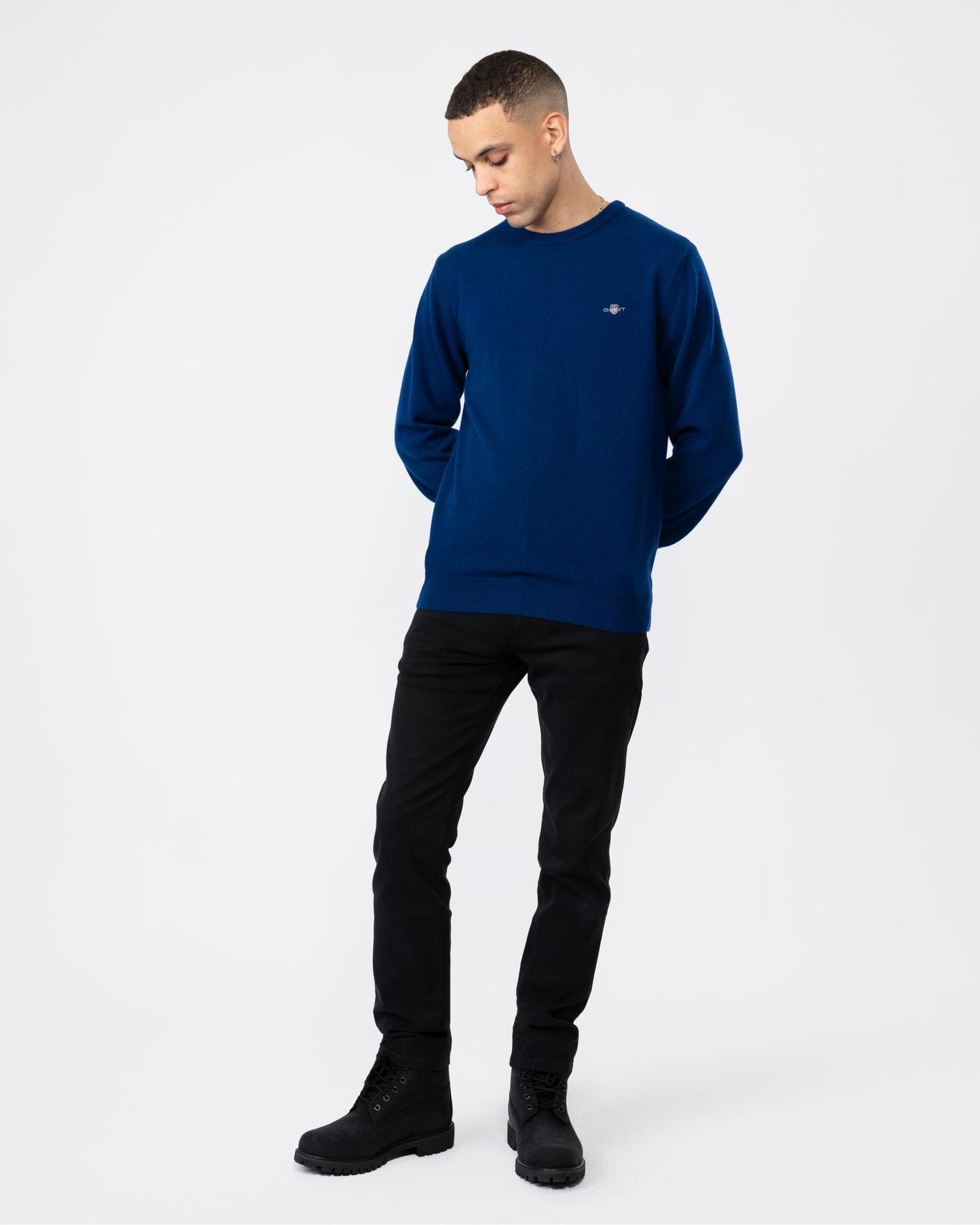 GANT Mens Superfine Lambswool Crew Neck Jumper - 436 College Blue