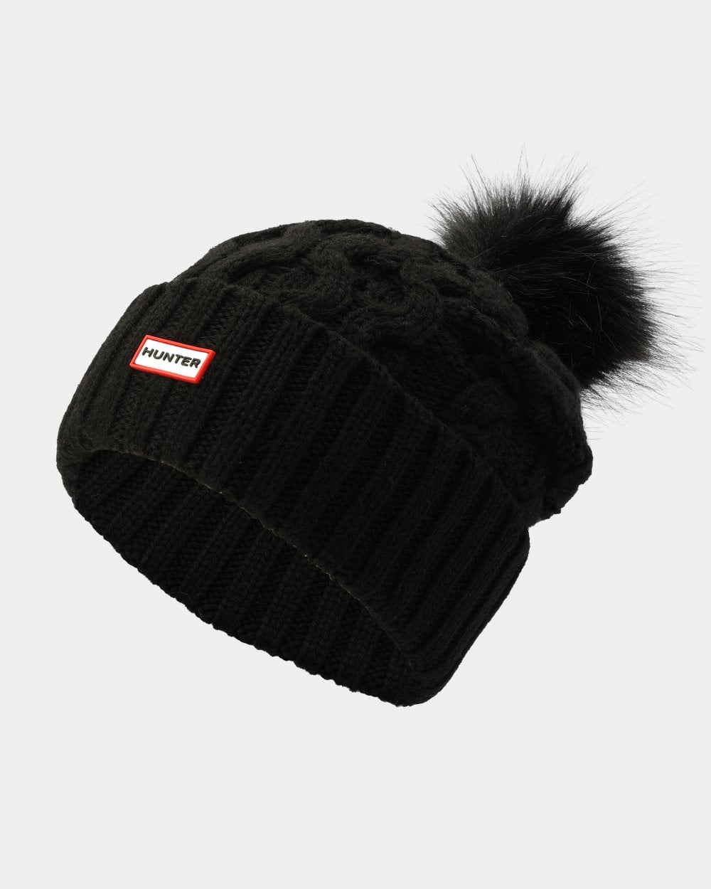 Hunter Unisex Cable Knit Beanie With Pom