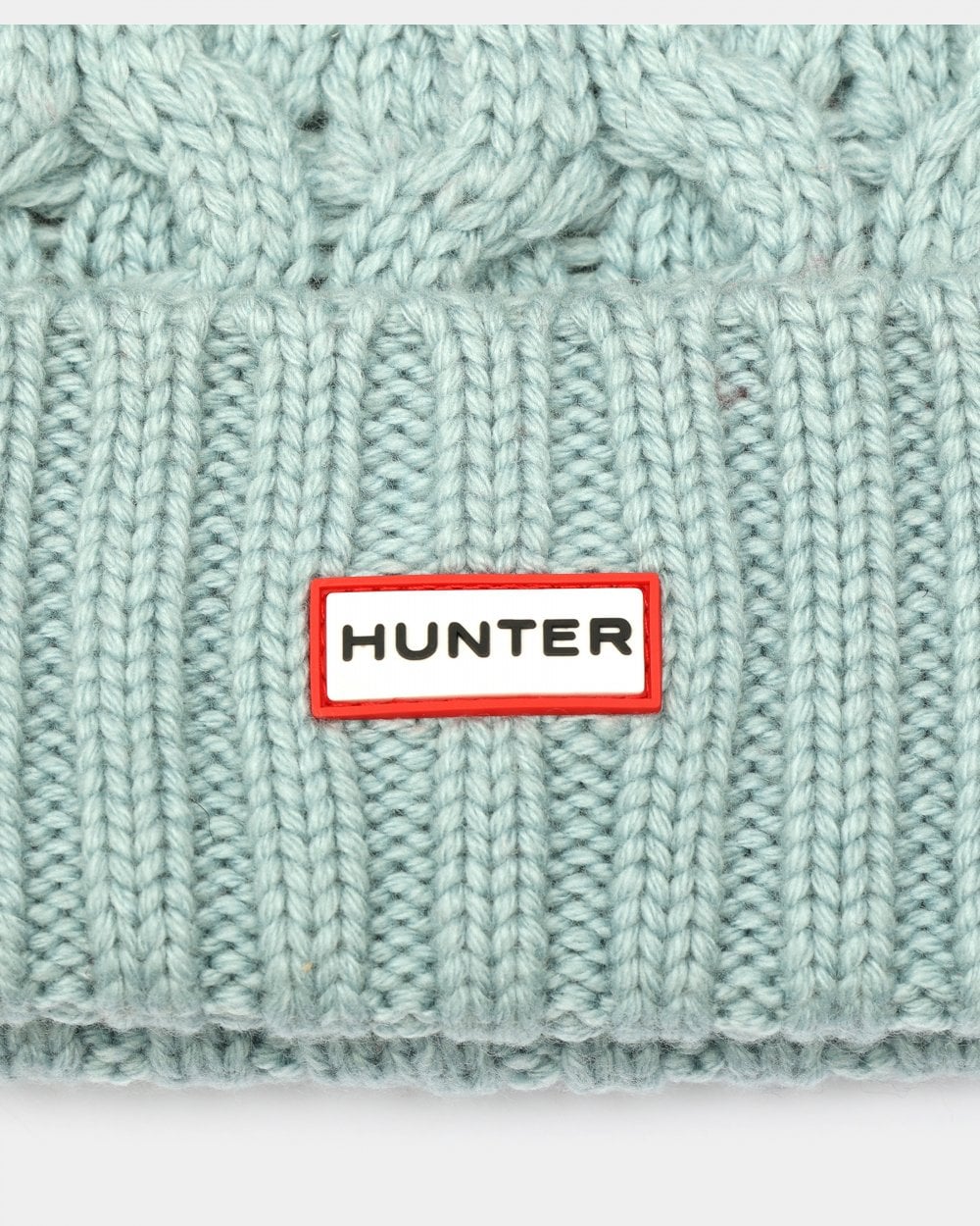 Hunter Unisex Cable Knit Beanie With Pom - Shifting Blue