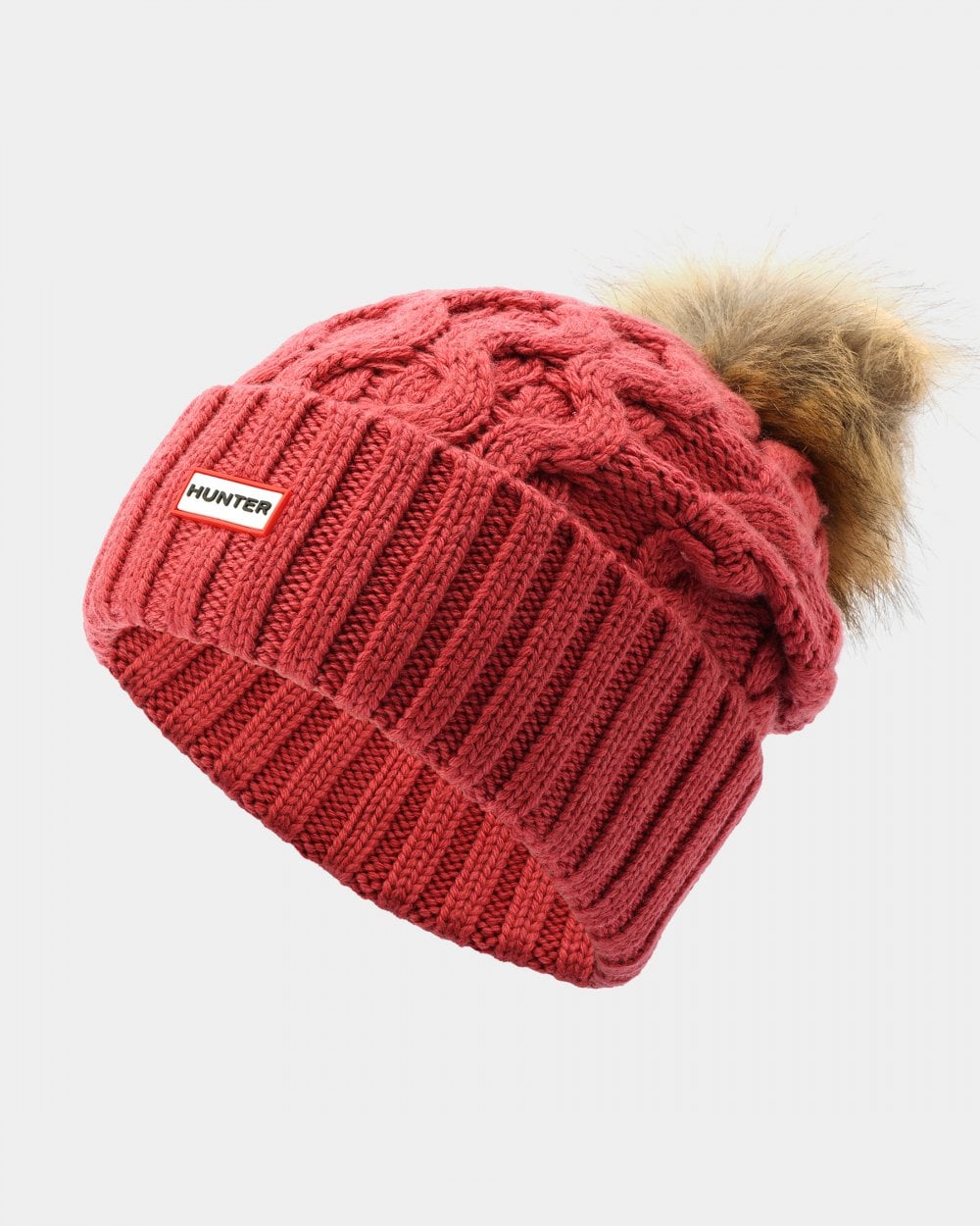 Hunter Unisex Cable Knit Beanie With Pom