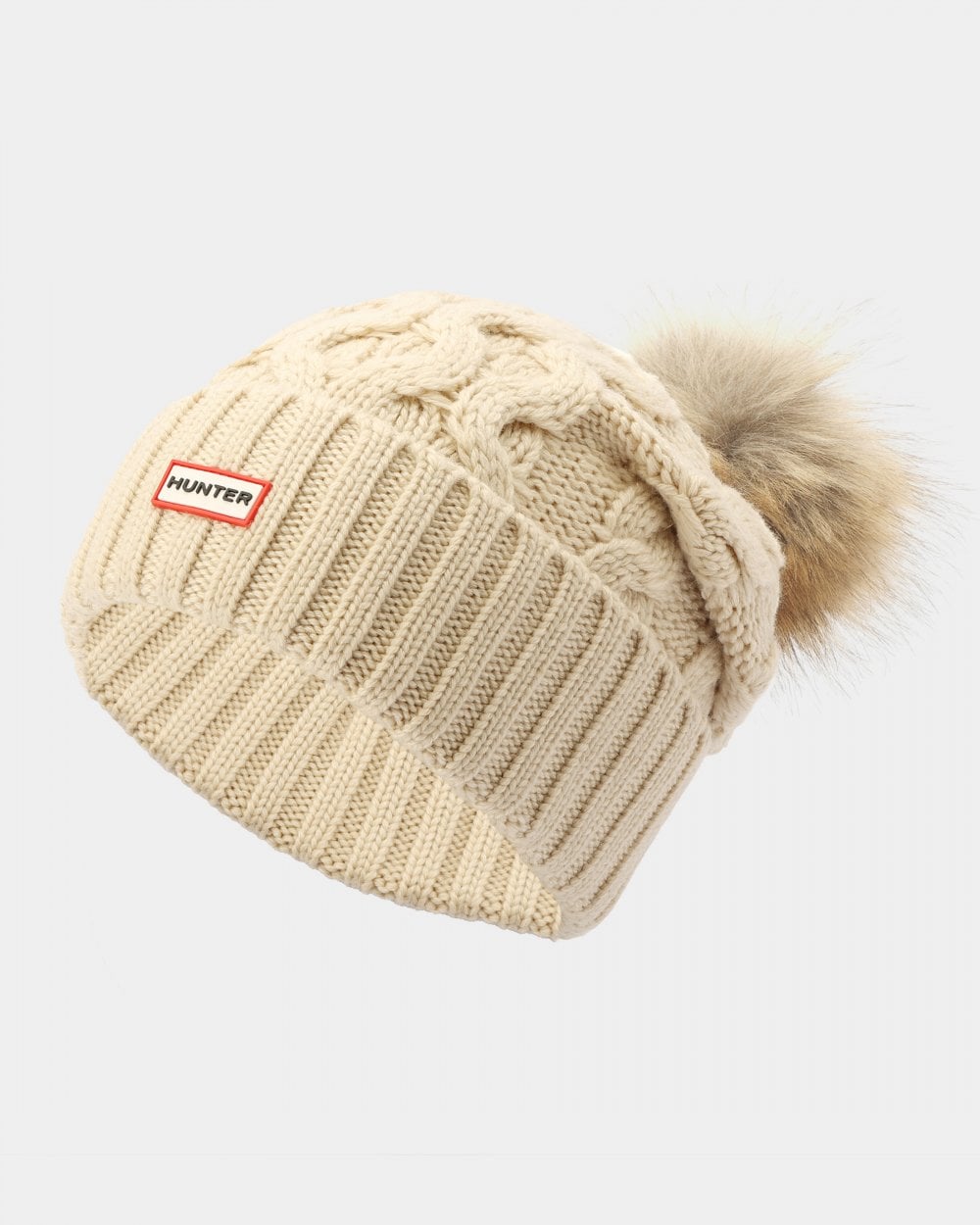 Hunter Unisex Cable Knit Beanie With Pom