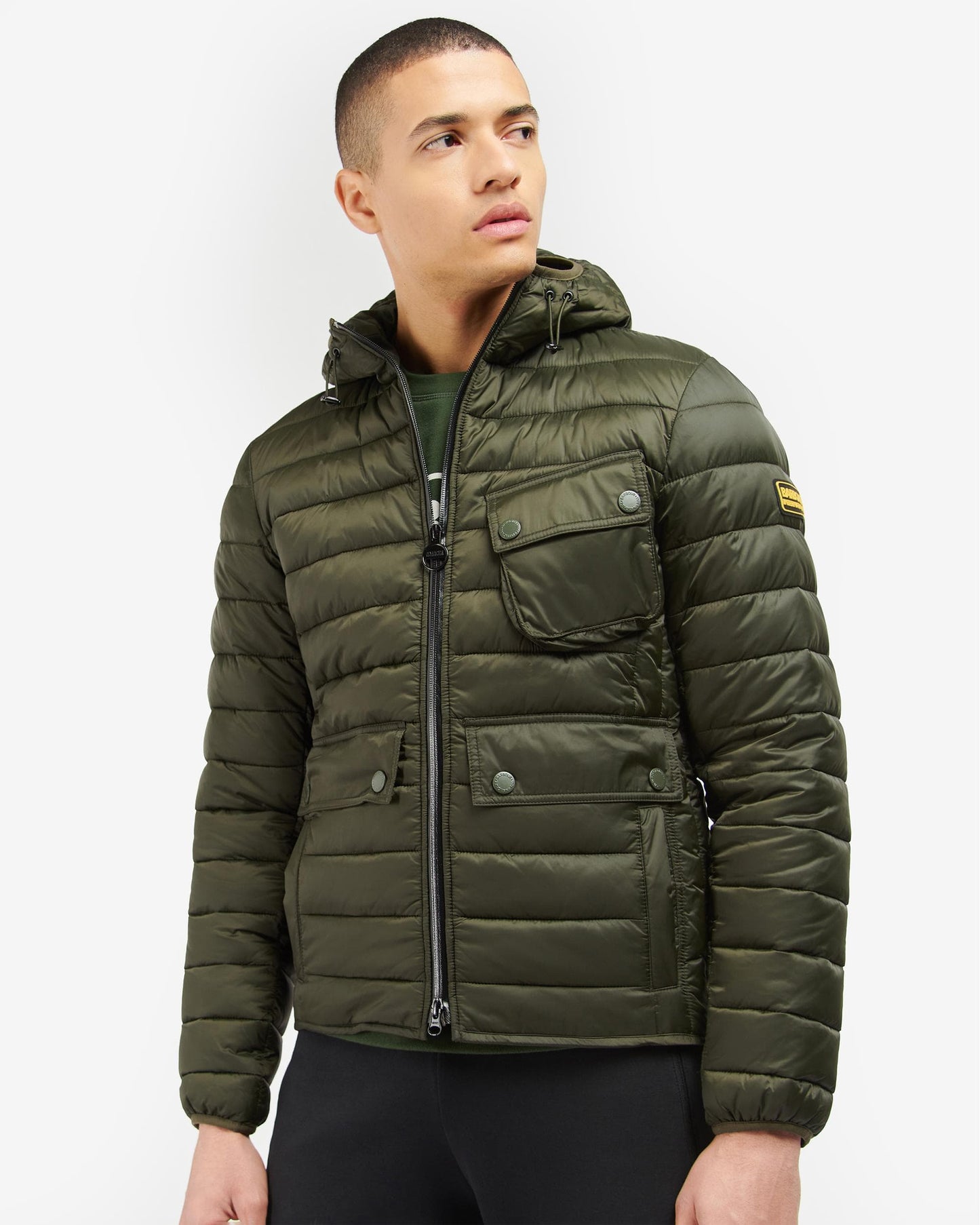 Barbour International Racer Ouston Mens Hooded Quilted Jacket