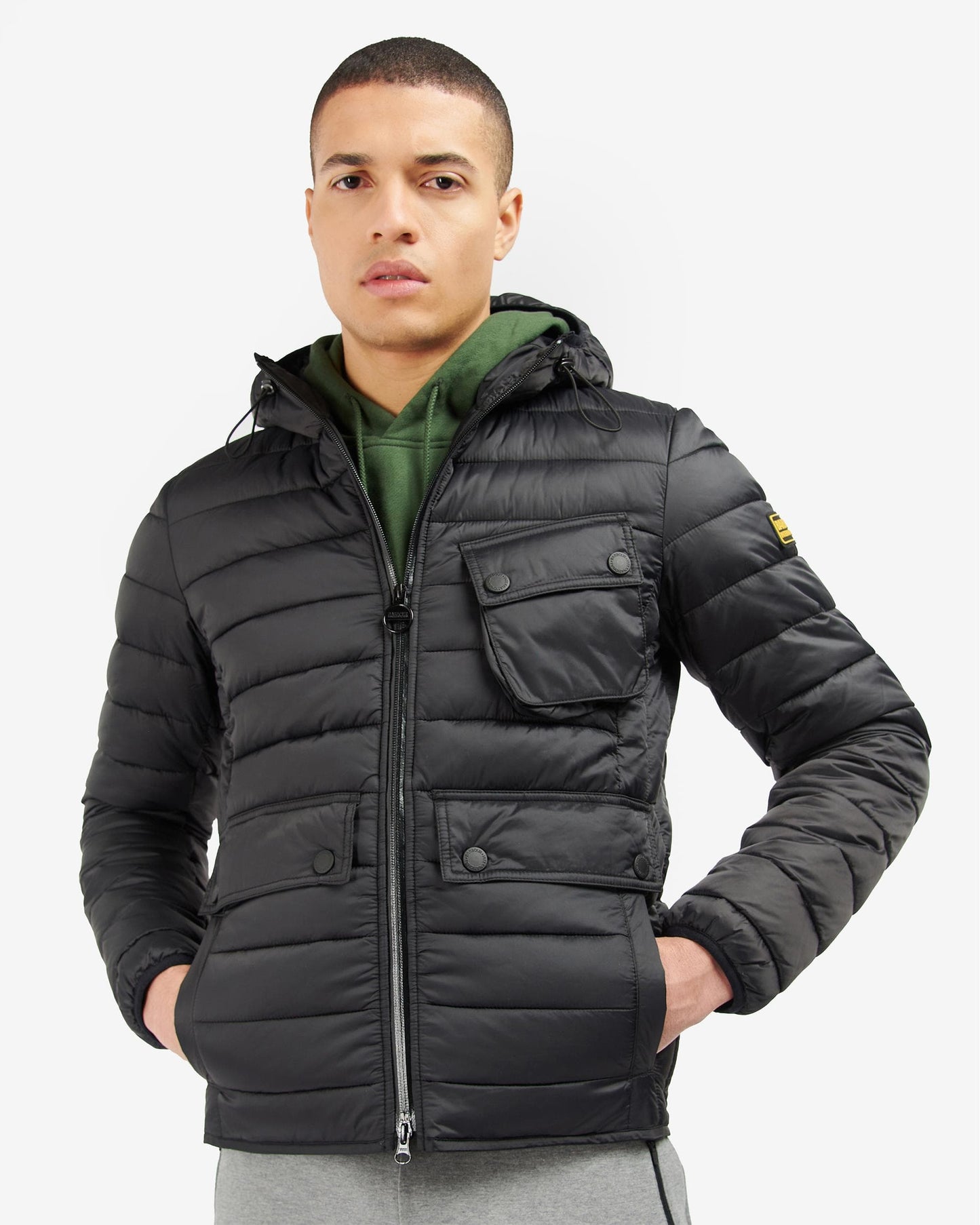 Barbour International Racer Ouston Mens Hooded Quilted Jacket