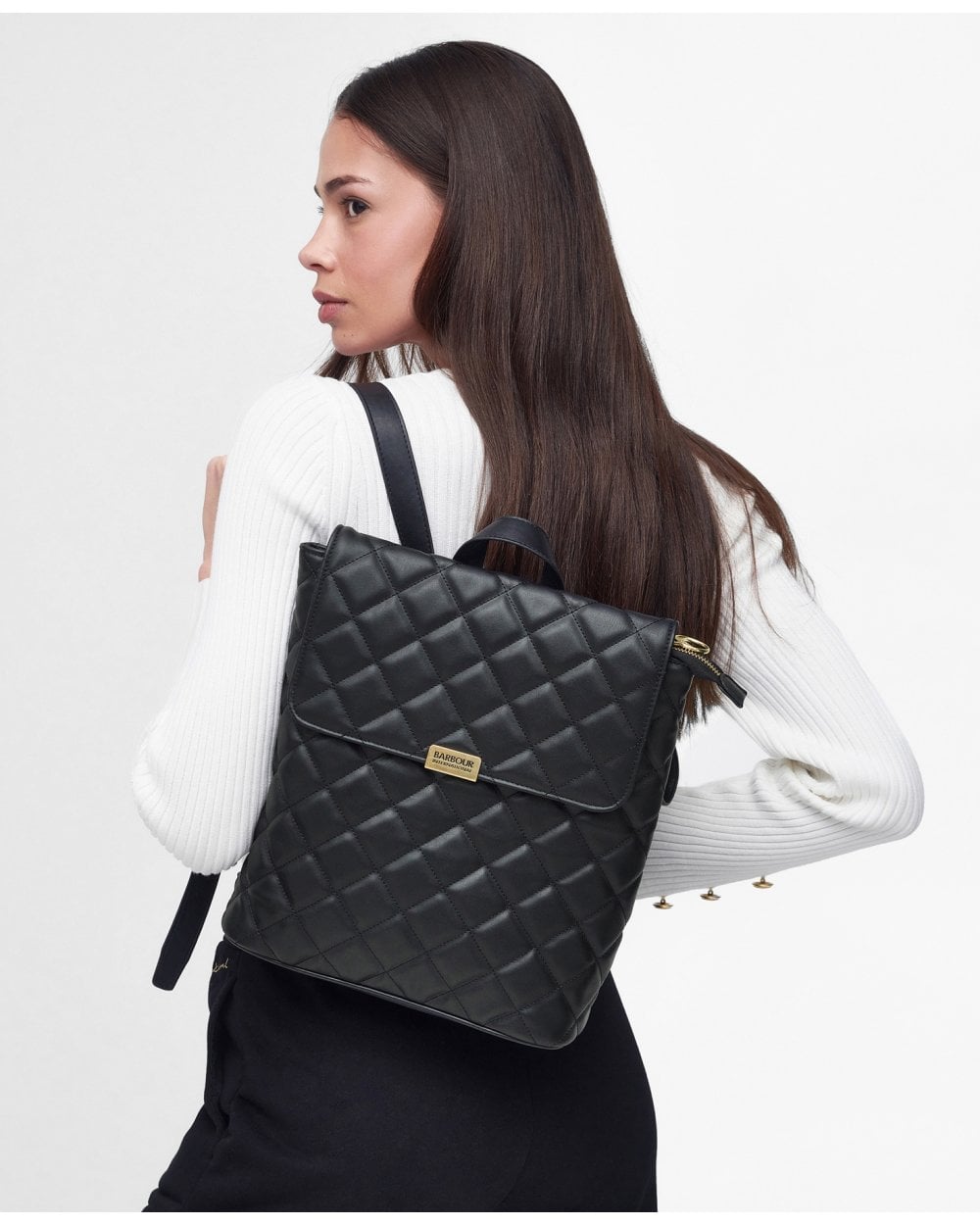 Barbour International Quilted Hoxton Womens Backpack - Black