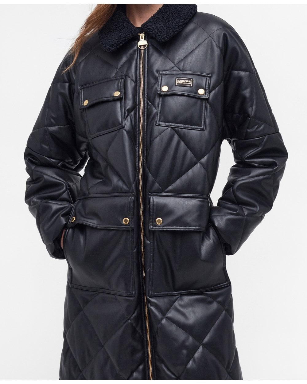 Barbour International Neutron Womens Long Quilted Jacket