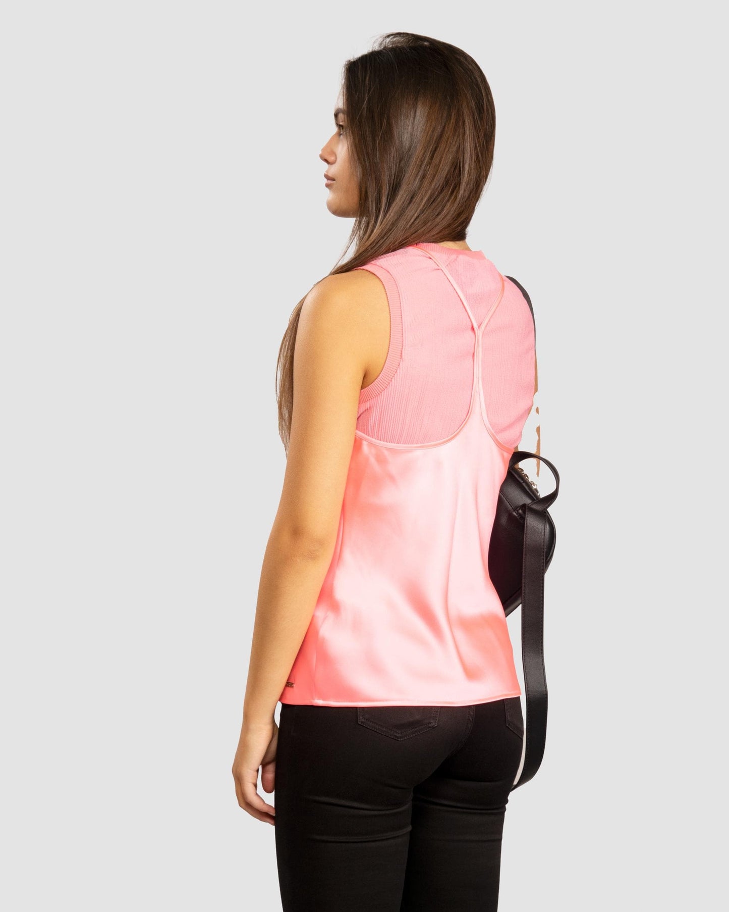 Armani Exchange Womens Layered Satin Blouse - Rose Quartz