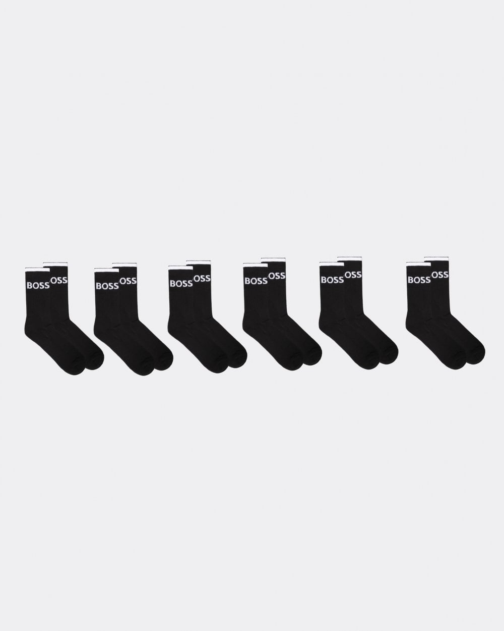 BOSS Orange 6 Pack Mens Stripe Combed Cotton Quarter Length Socks NOS - Black 001