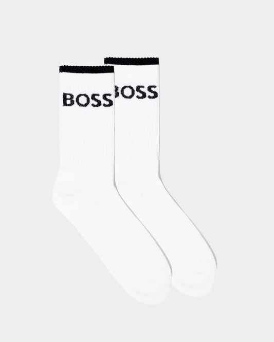BOSS Orange 6 Pack Mens Stripe Combed Cotton Quarter Length Socks NOS - White 100