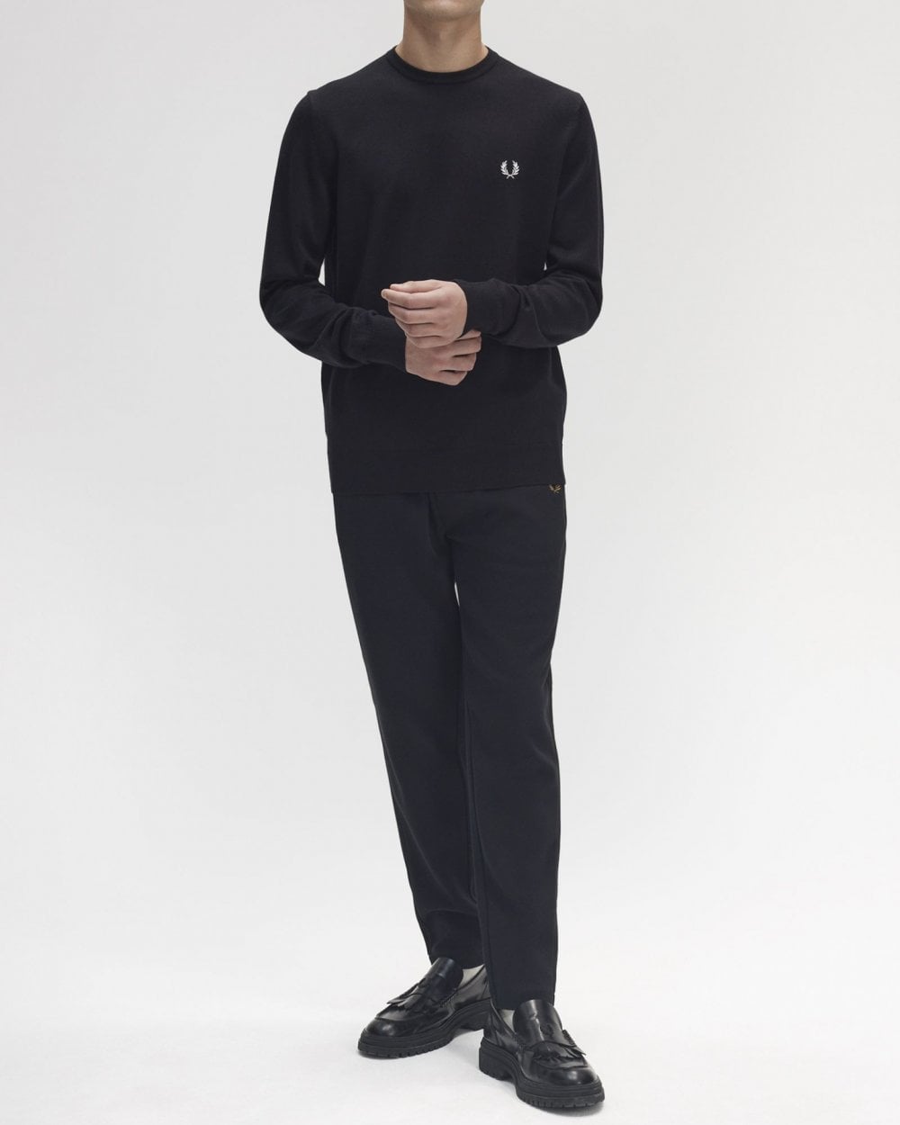 Fred Perry Mens Classic Crewneck Jumper - Black 102