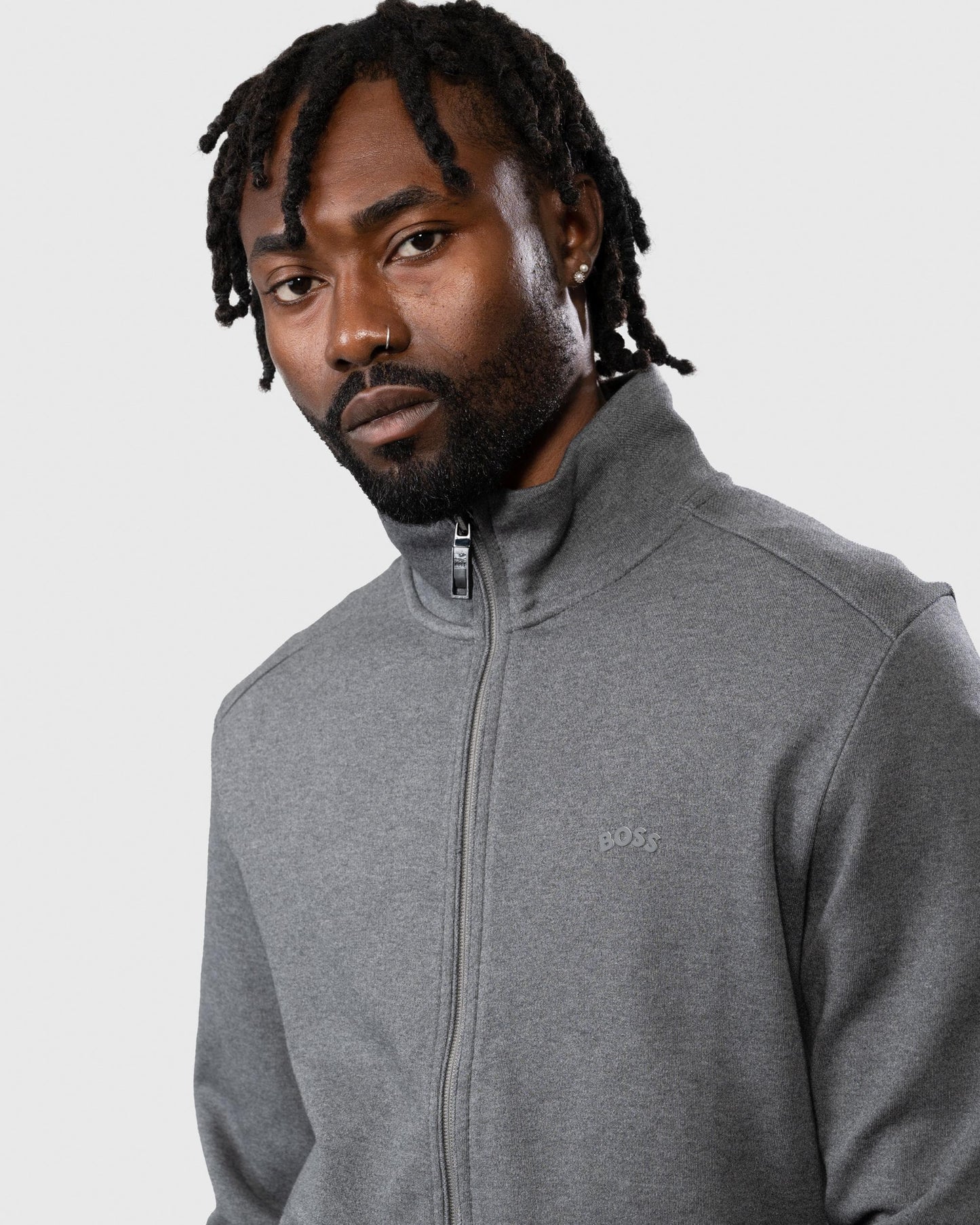 BOSS Green BOSS Green Skaz Curved Mens Full Zip Funnel Neck Sweatshirt