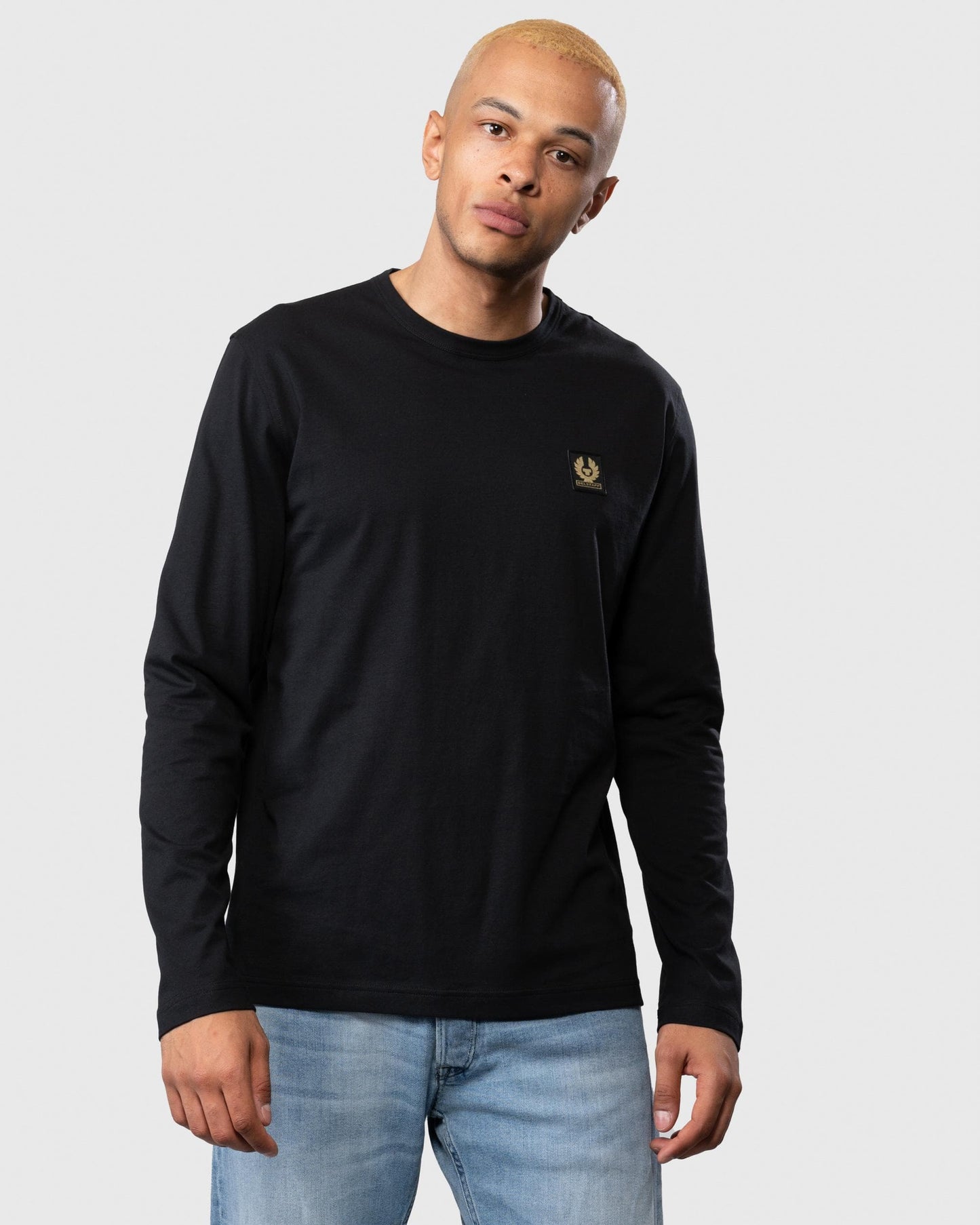 Belstaff Long Sleeved Logo Patch T-Shirt - Black