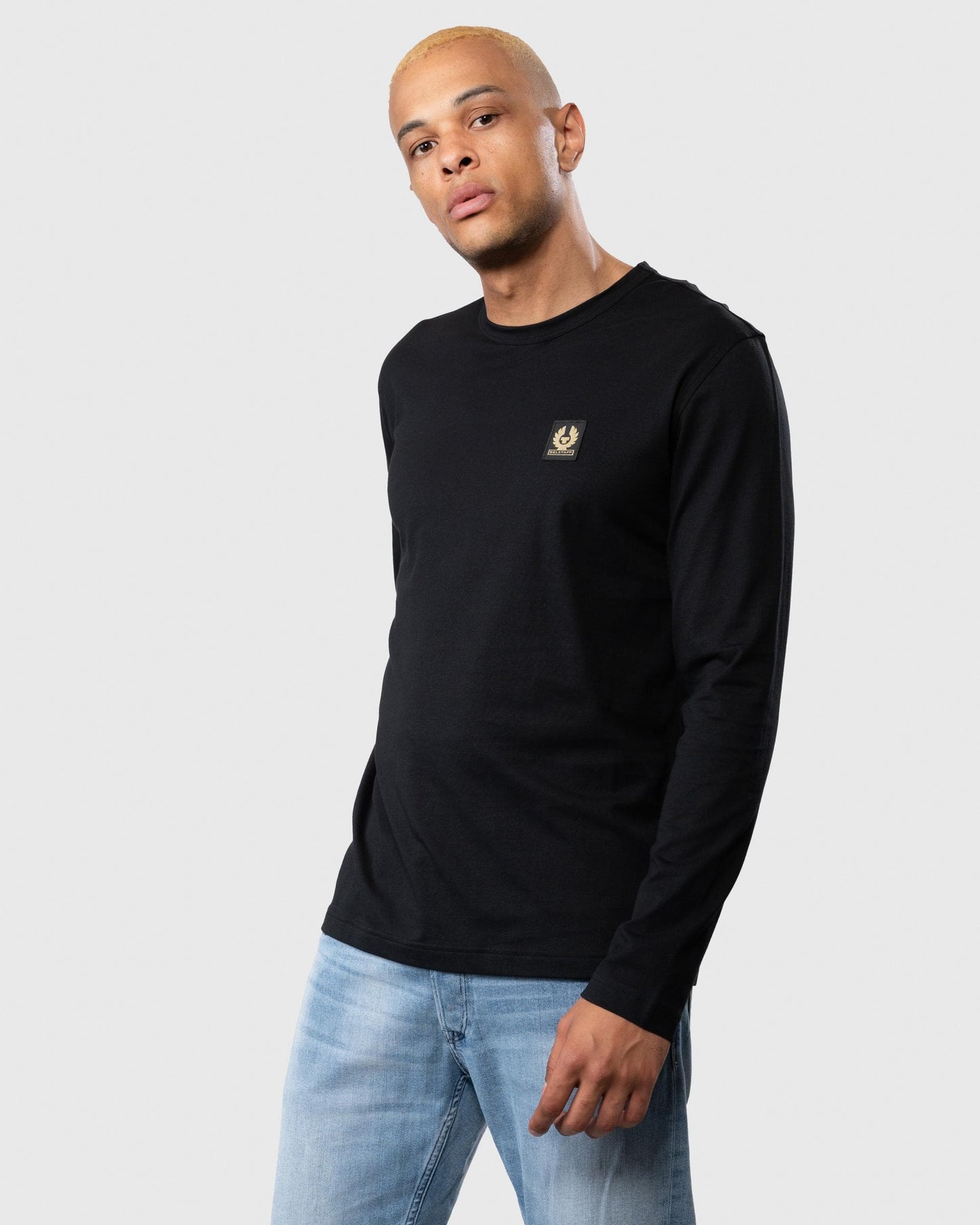 Belstaff Long Sleeved Logo Patch T-Shirt - Black