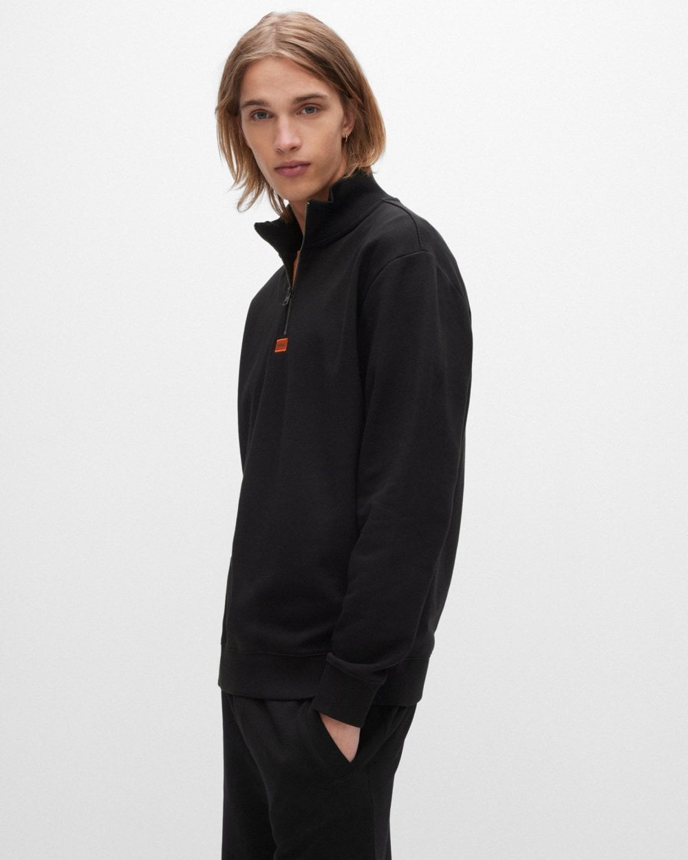 HUGO Durty Mens 1/4 Zip Funnel Neck Sweatshirt