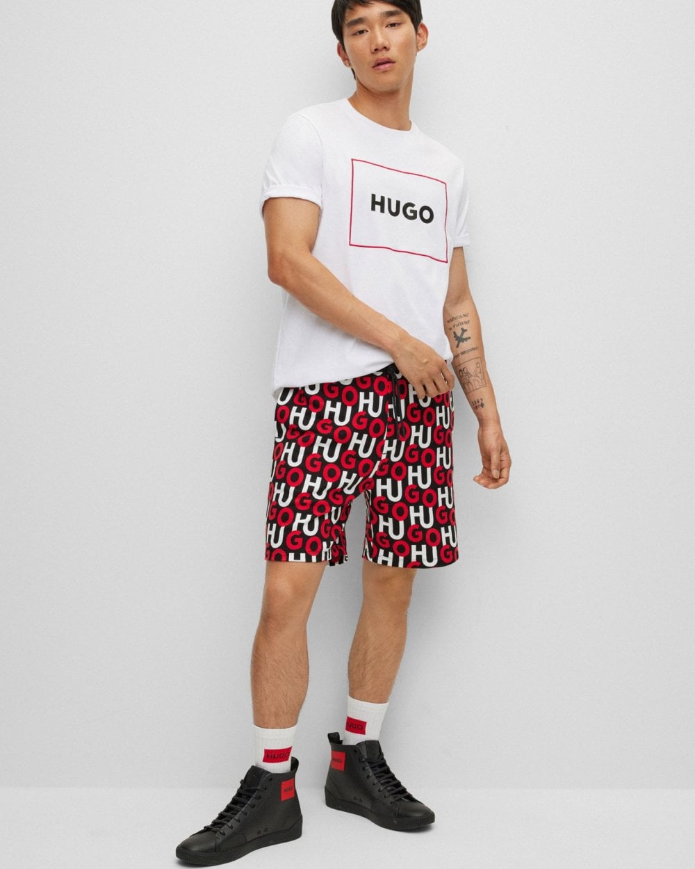 HUGO Dumex Box Logo Mens T-Shirt - White 100