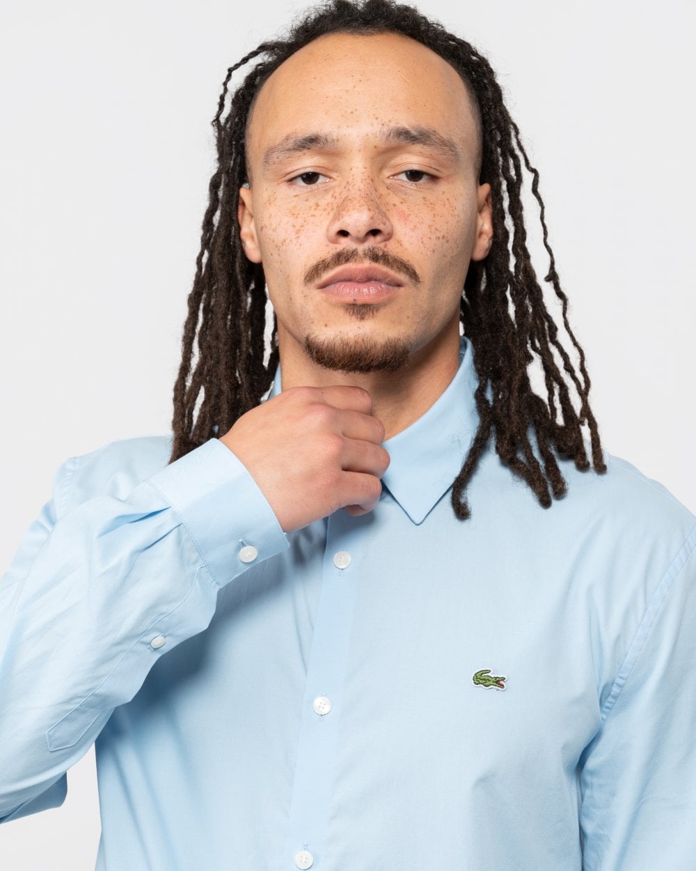 Lacoste Mens Long Sleeve City Shirt - Overview Blue HBP