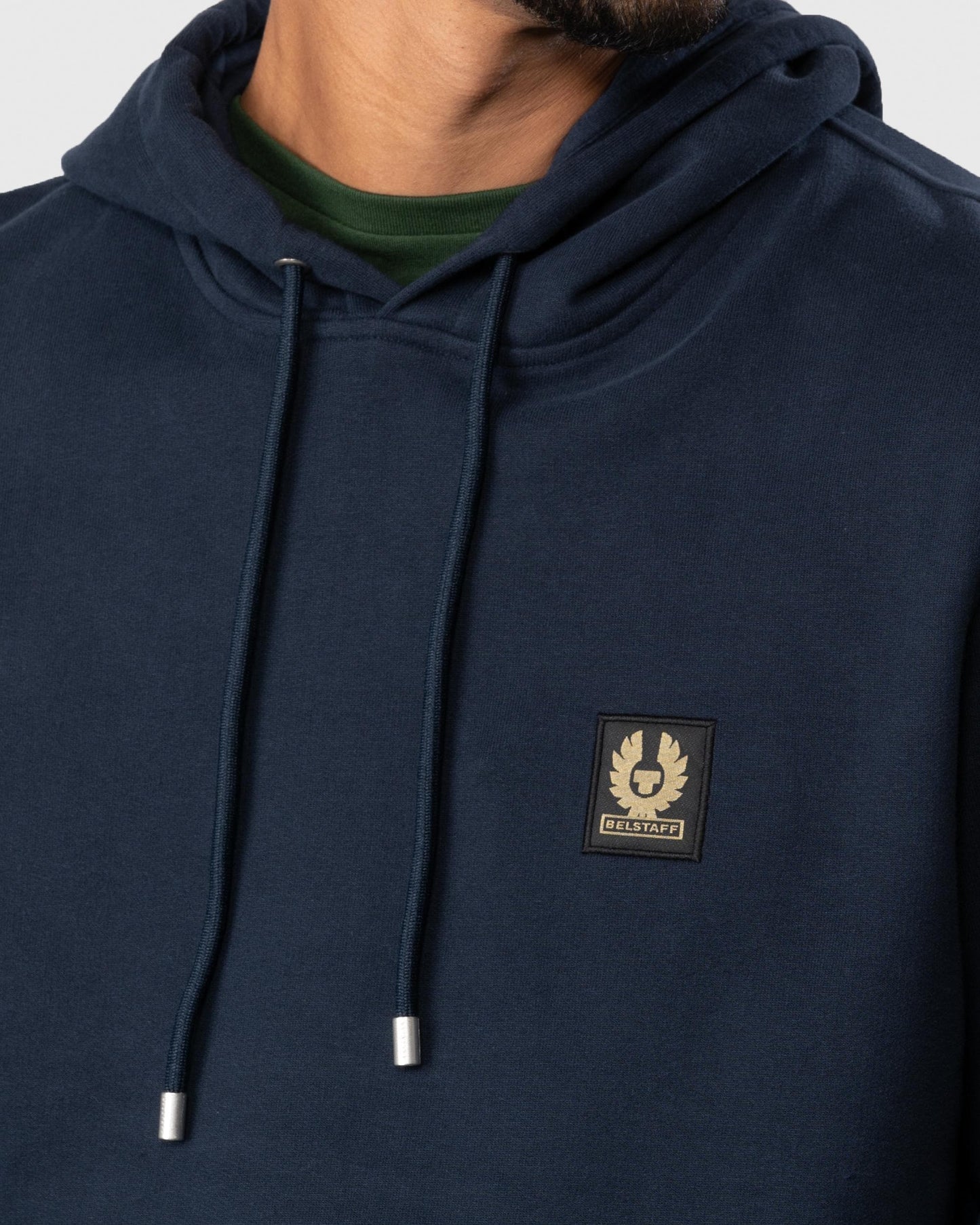 Belstaff Mens Pullover Logo Patch Hoodie - Dark Ink