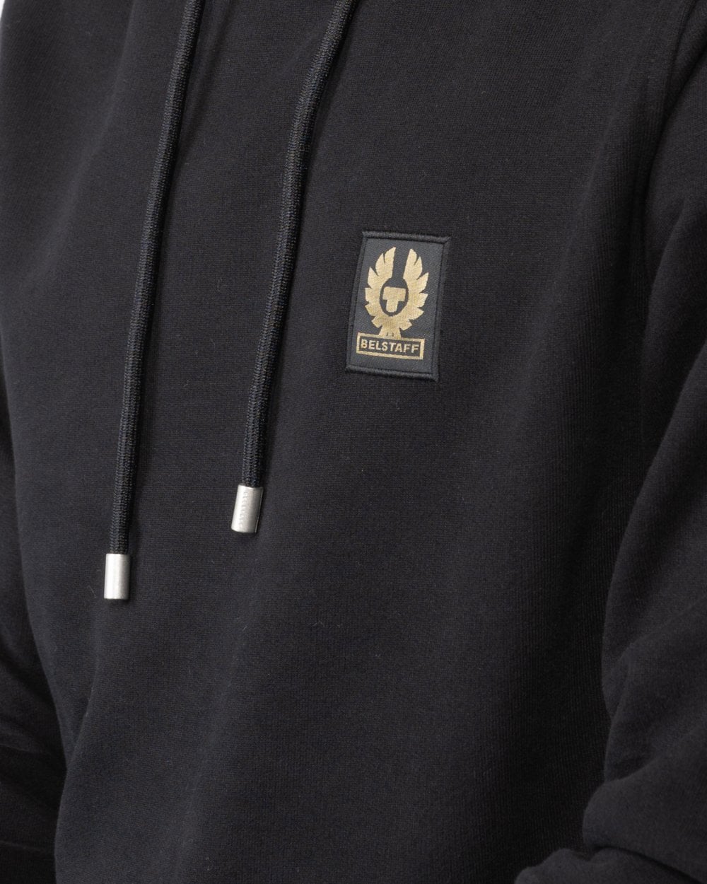 Belstaff Mens Pullover Logo Patch Hoodie - Black