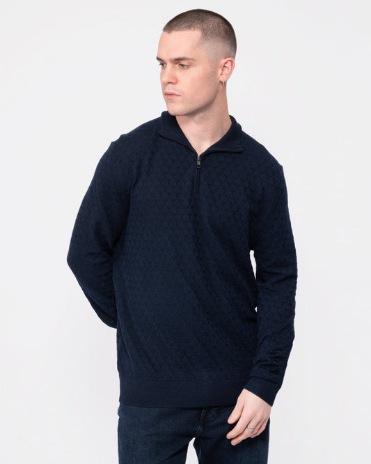Ted Baker Kurnle Mens Long Sleeve T Knit Funnel Neck Jumper - Navy