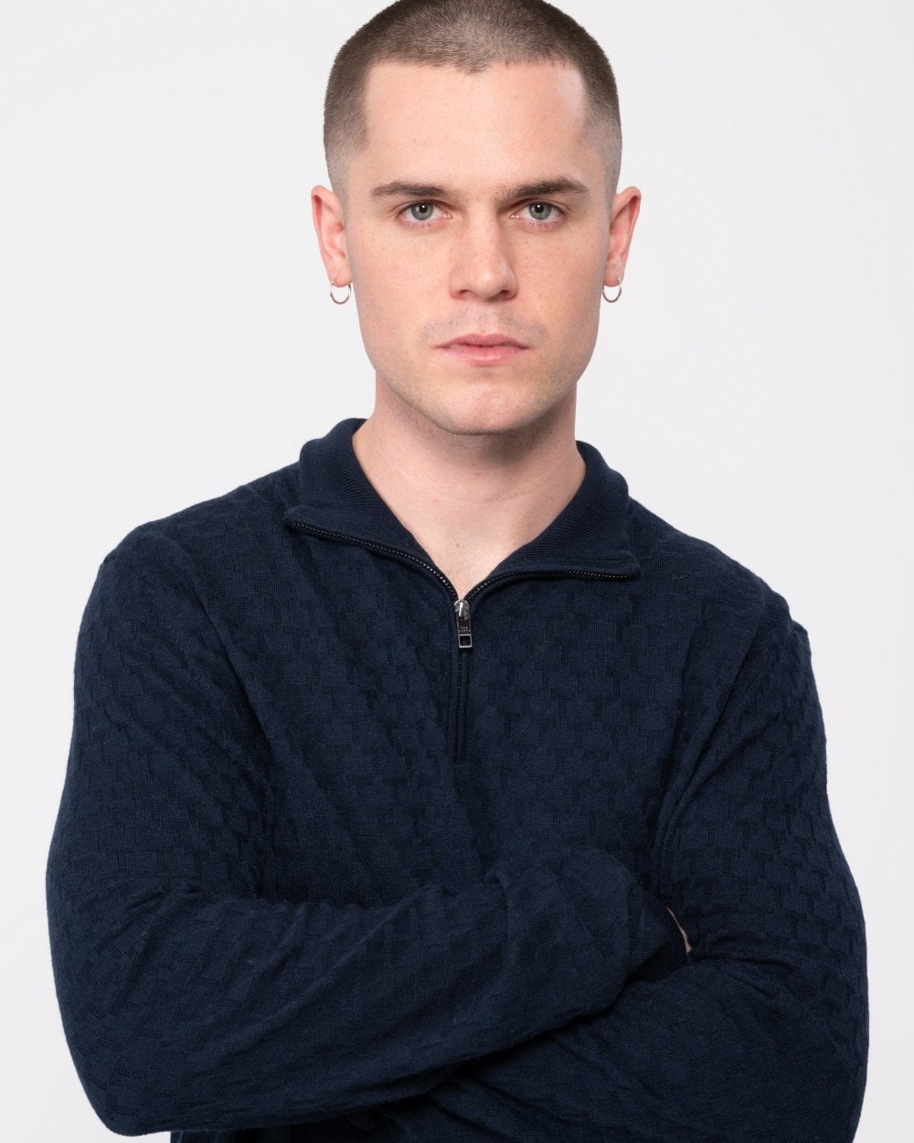 Ted Baker Kurnle Mens Long Sleeve T Knit Funnel Neck Jumper - Navy