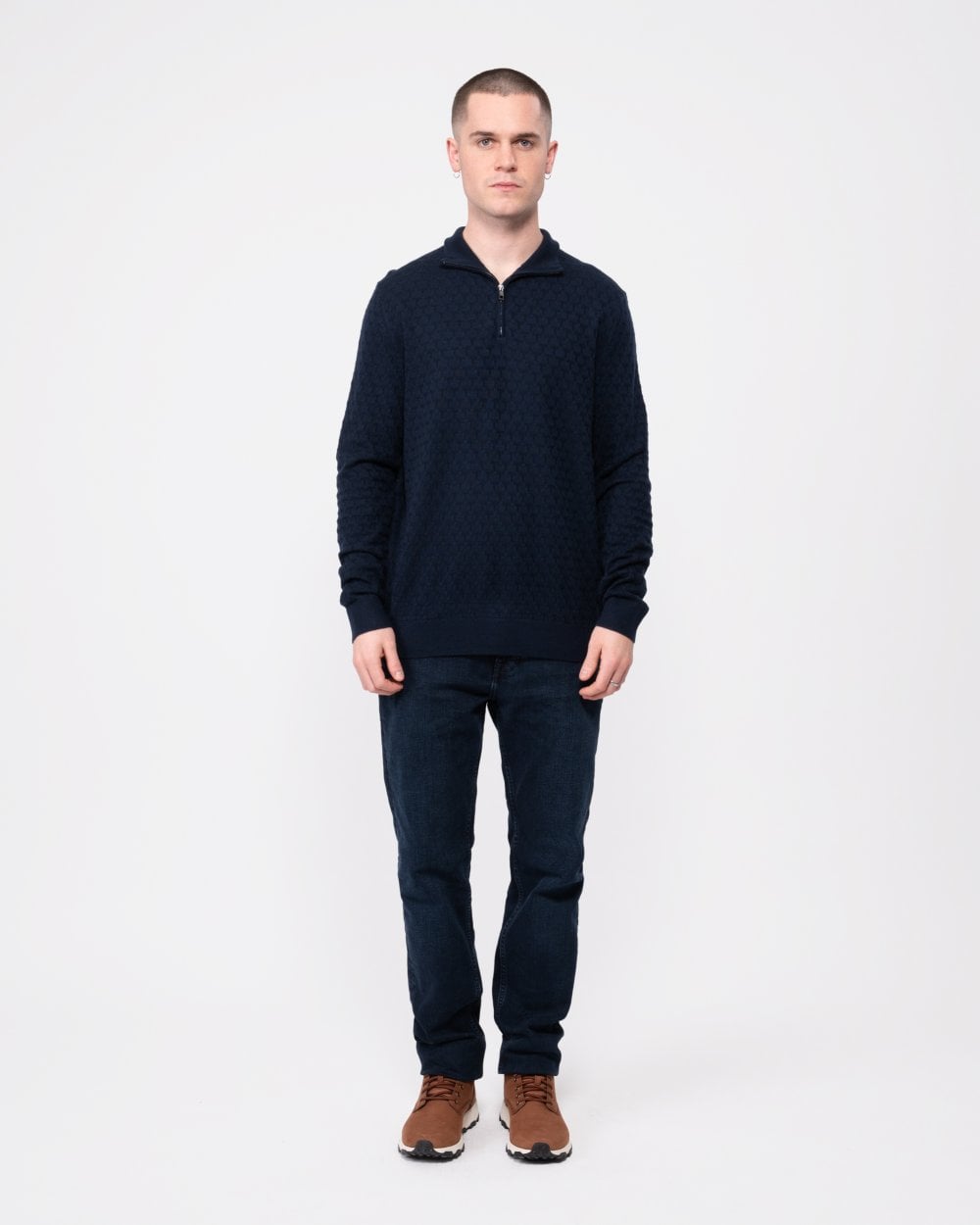 Ted Baker Kurnle Mens Long Sleeve T Knit Funnel Neck Jumper - Navy