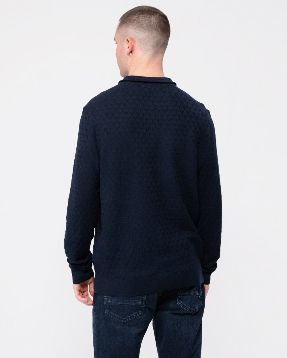 Ted Baker Kurnle Mens Long Sleeve T Knit Funnel Neck Jumper - Navy