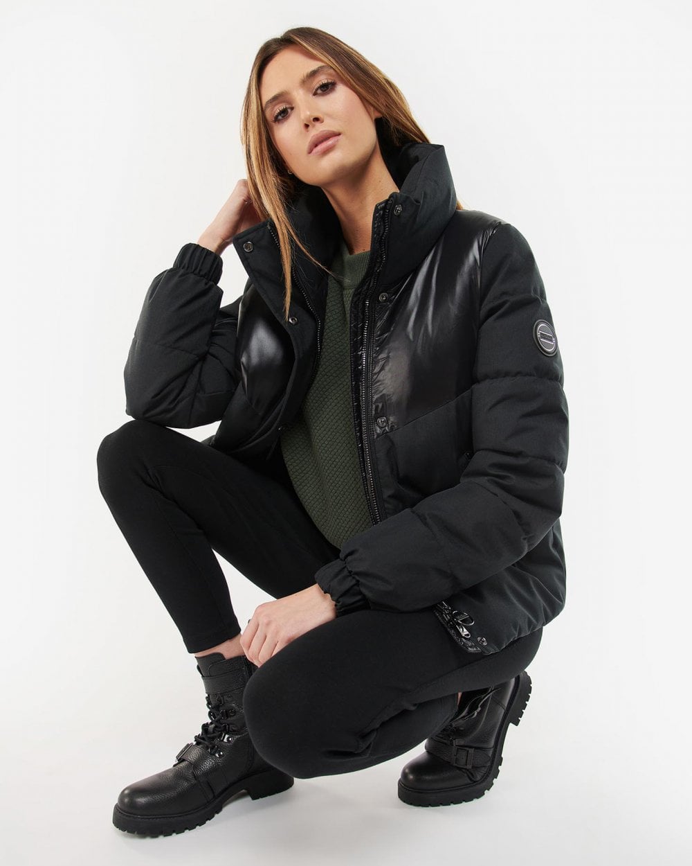 Barbour International Titanium Womens Quilted Jacket - Black/Black