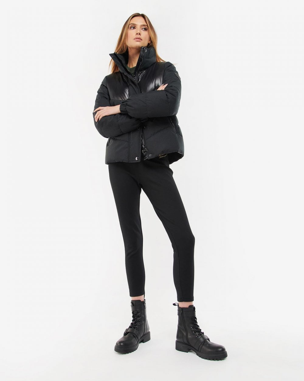Barbour International Titanium Womens Quilted Jacket - Black/Black